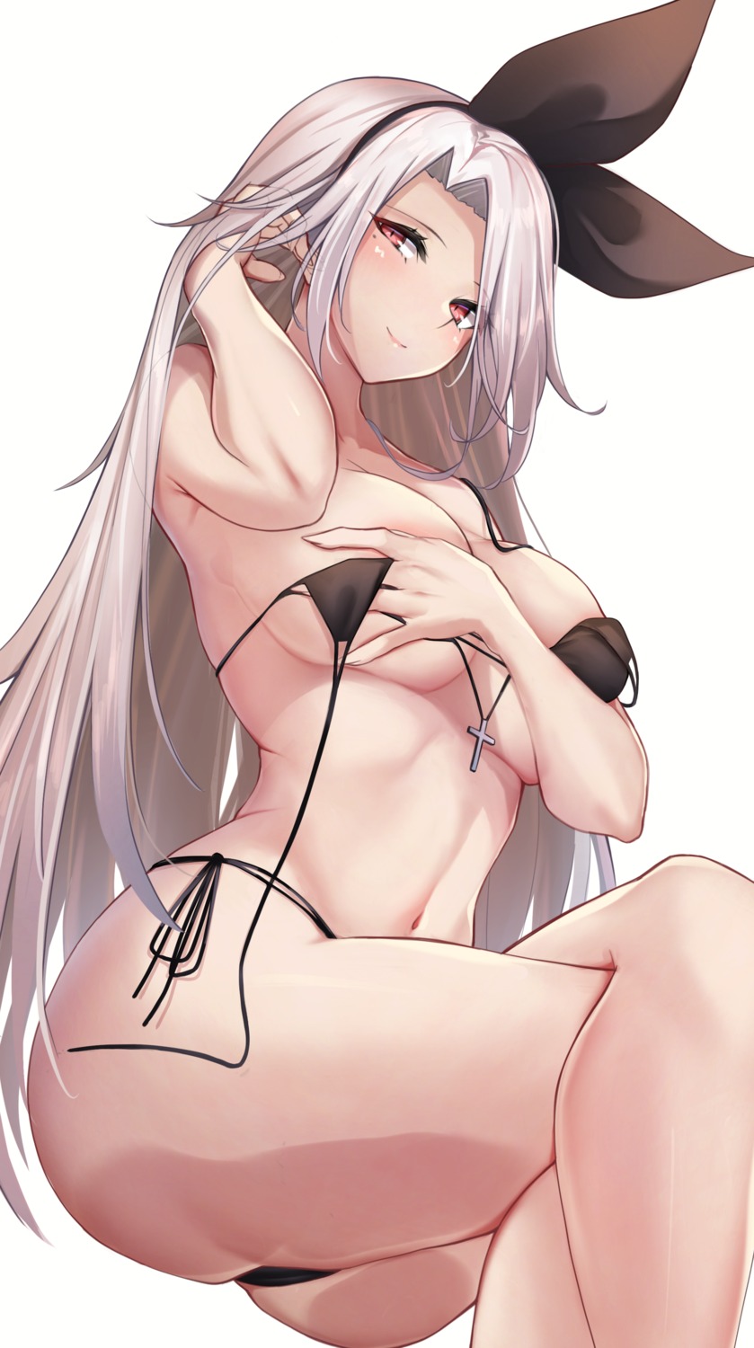 azur_lane bikini breast_hold cameltoe oserotto prinz_heinrich_(azur_lane) swimsuits thong wardrobe_malfunction