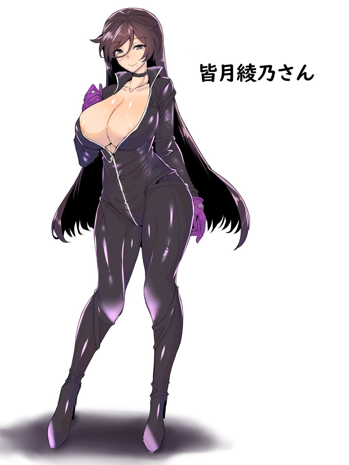 areola bodysuit heels no_bra open_shirt wakura_(gcdan)