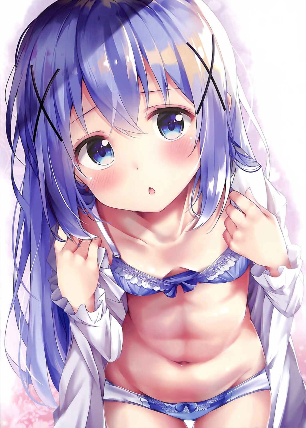 bra cleavage gochuumon_wa_usagi_desu_ka? kafuu_chino loli open_shirt pantsu rouka