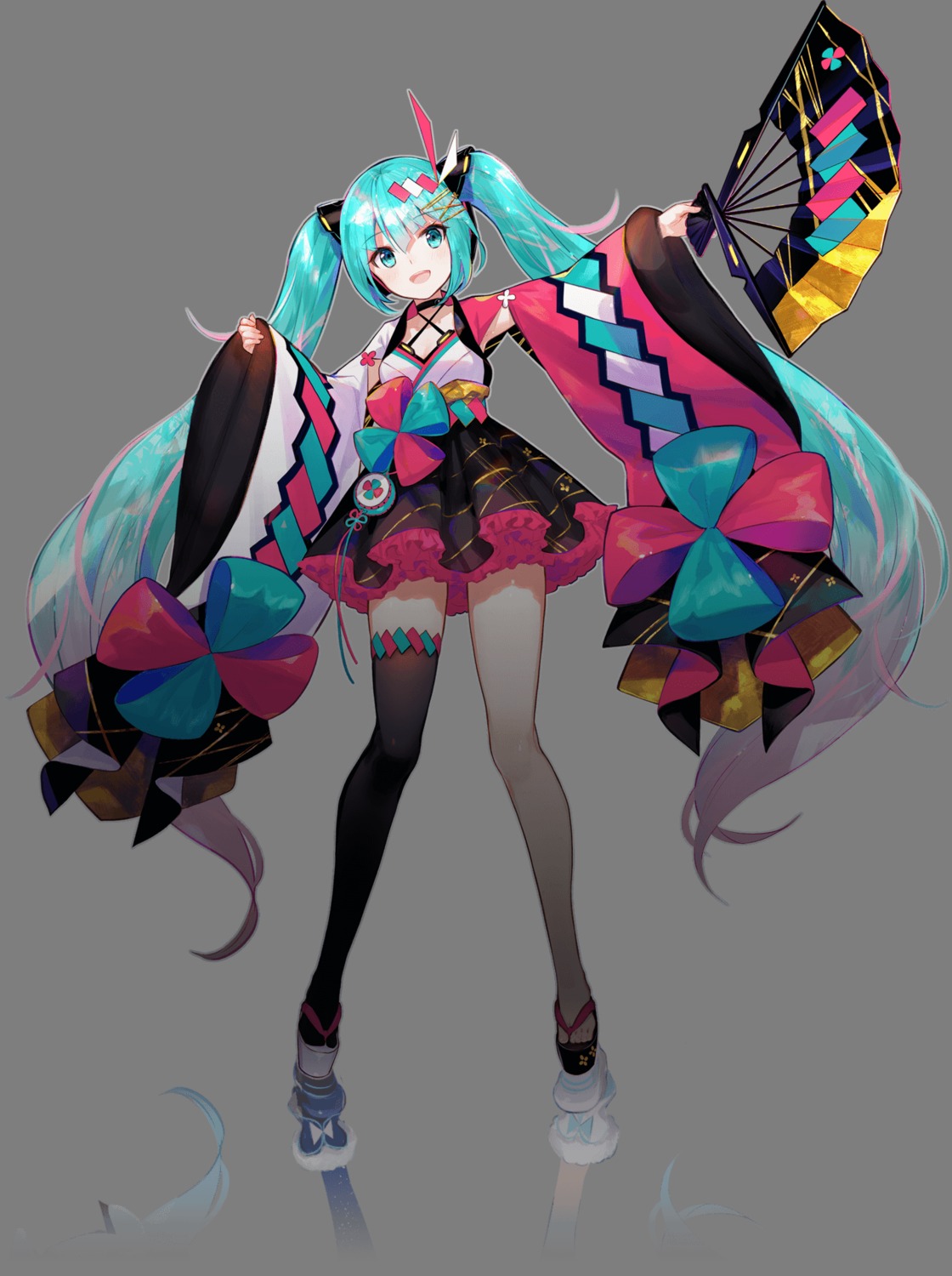 fuzichoko hatsune_miku headphones japanese_clothes magical_mirai thighhighs transparent_png vocaloid