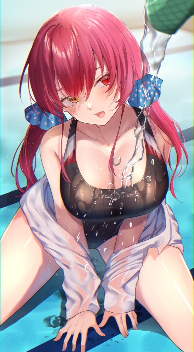 heterochromia hololive houshou_marine kairi_(miry666) see_through swimsuits wet