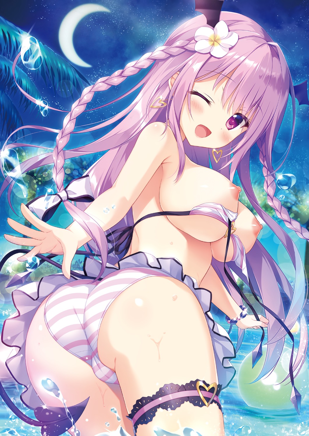 ameto_yuki ass bikini cameltoe canele_(ameto_yuki) detexted garter nipples photoshop skirt_lift swimsuits tail wardrobe_malfunction wet wings