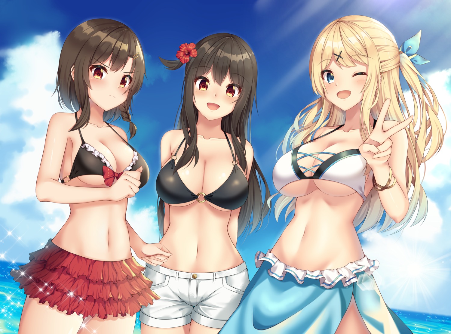 amagi_korona bikini cleavage swimsuits underboob