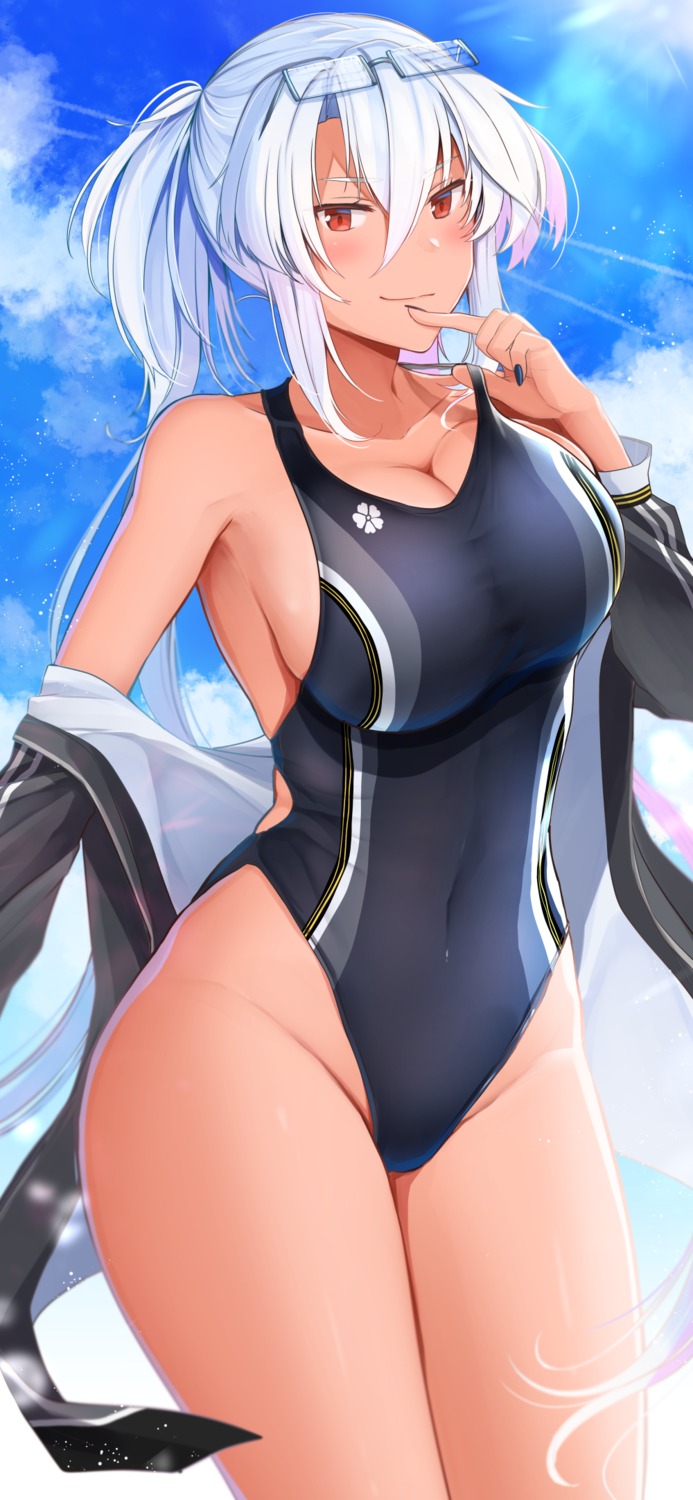 kantai_collection megane musashi_(kancolle) swimsuits yunamaro