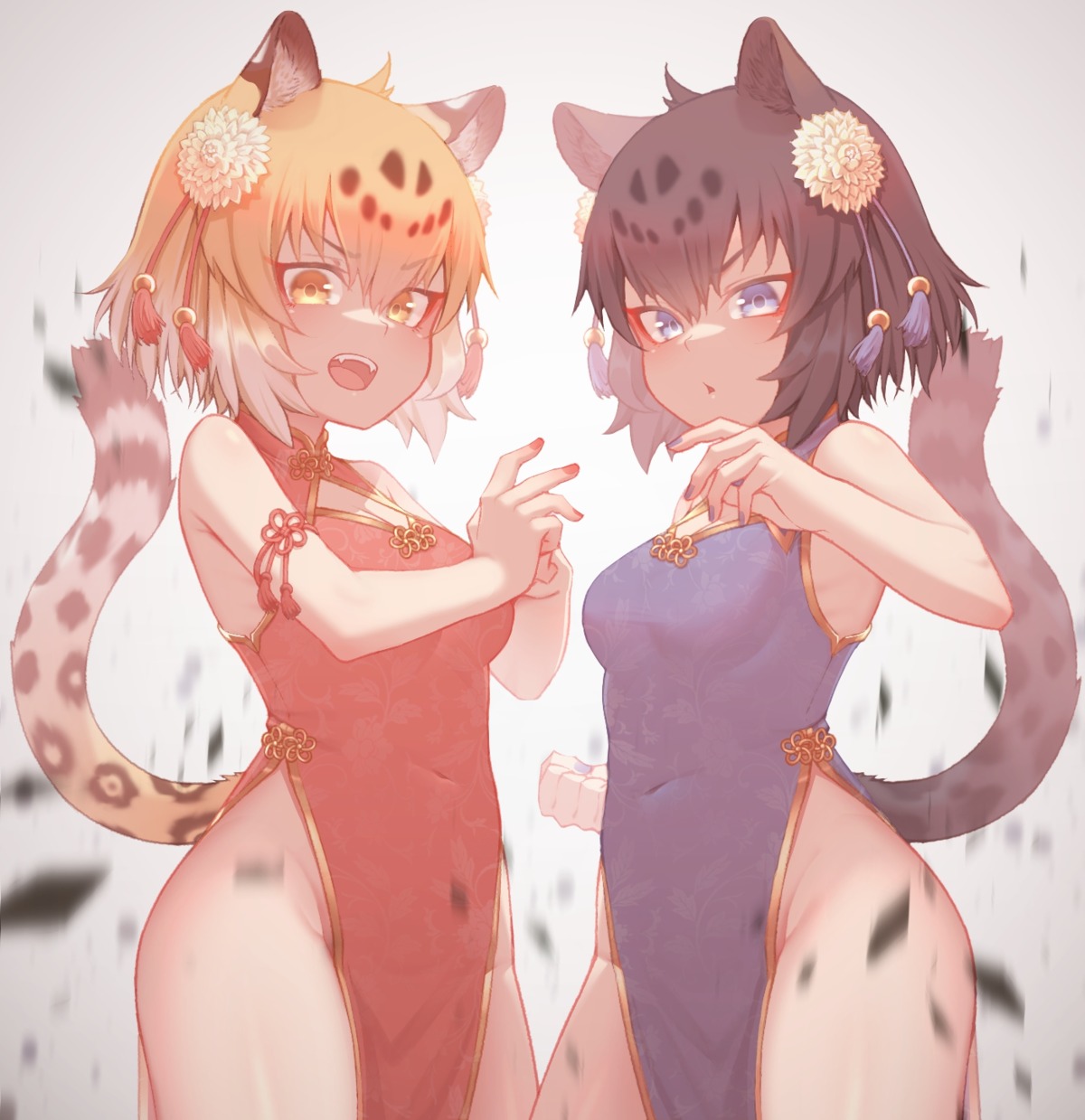 animal_ears chinadress jaguar_(kemono_friends) kemono_friends no_bra nopan st.takuma tail