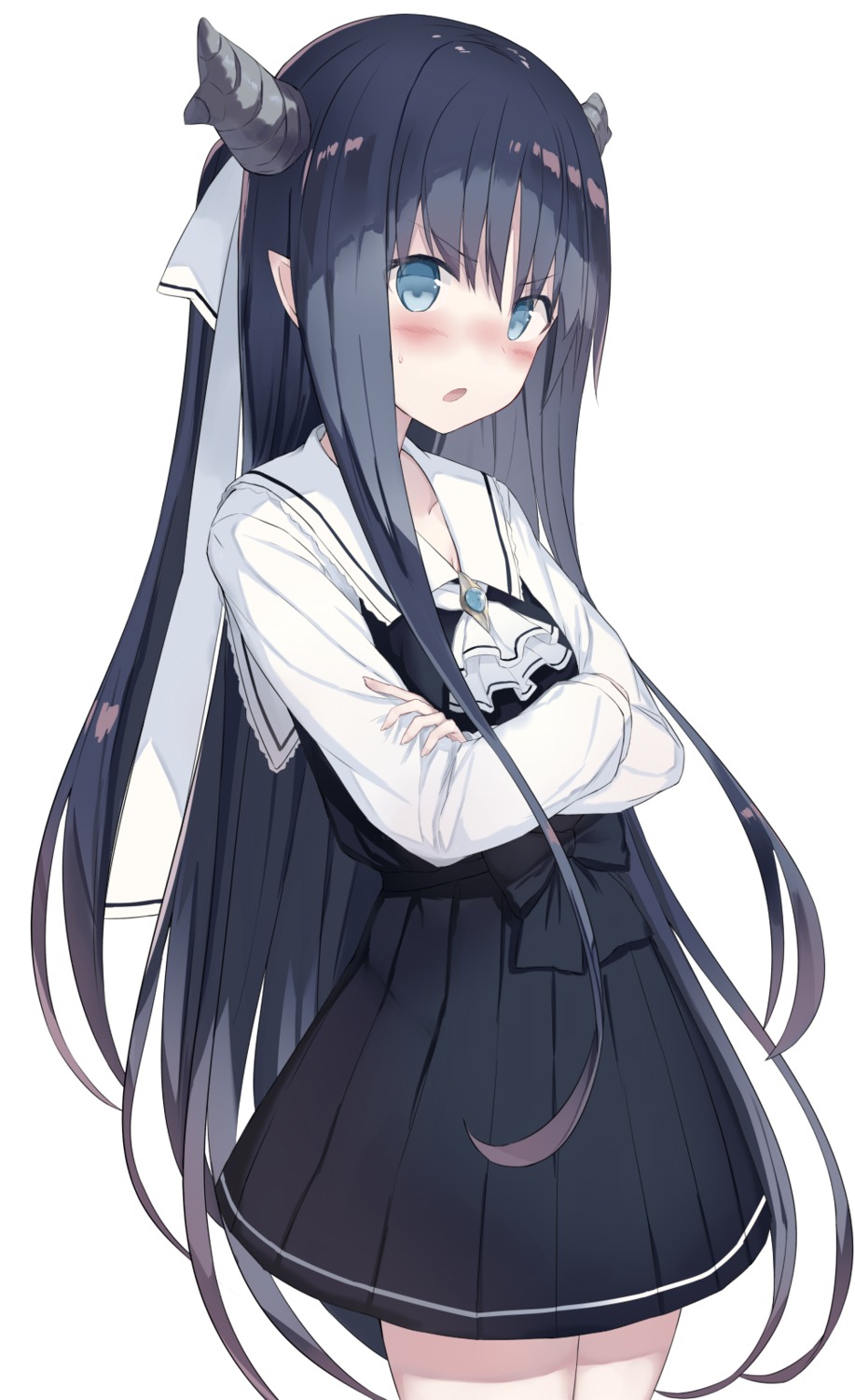 horns pointy_ears seifuku shikuro_(iorimiyakiy)