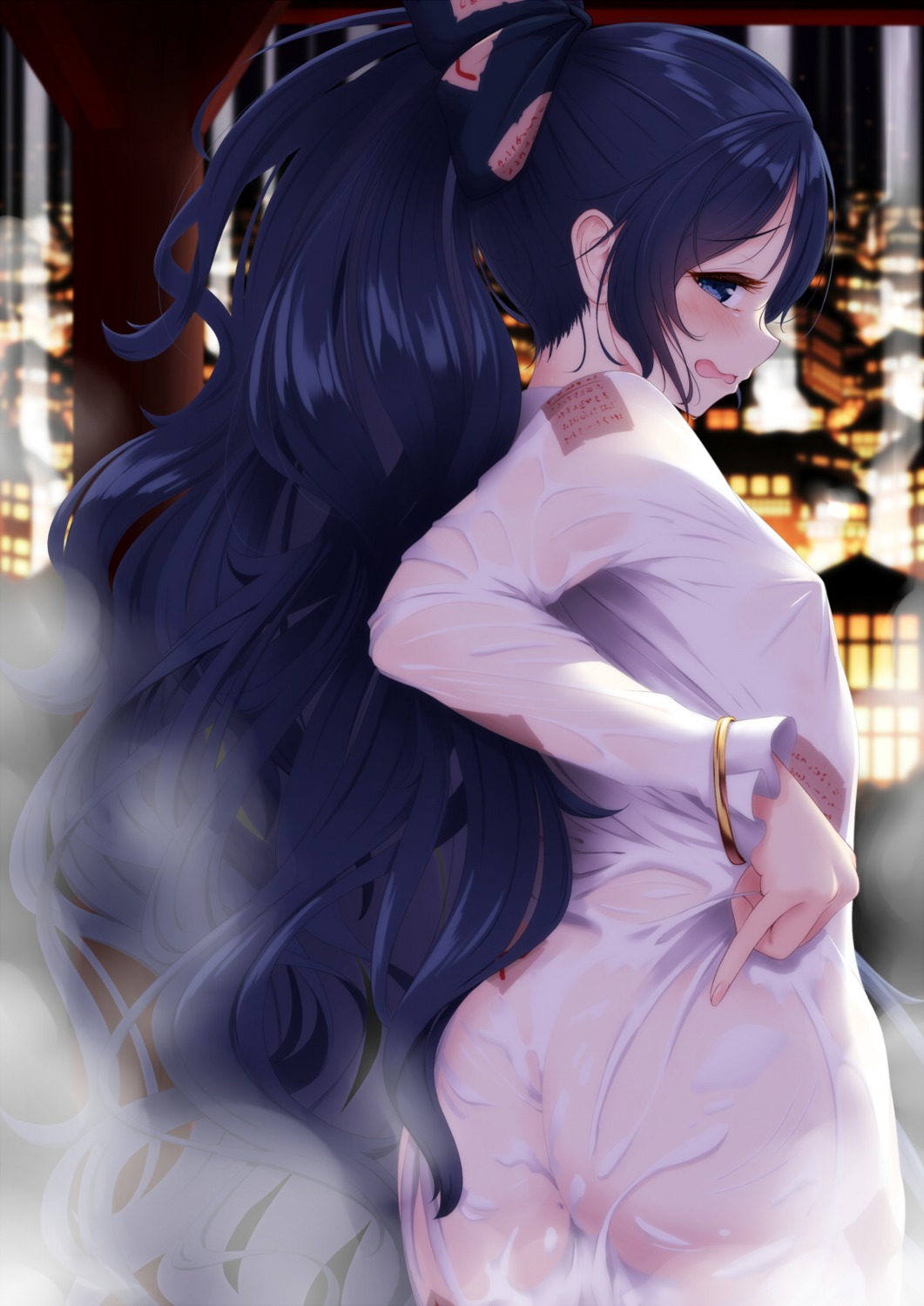 ass erect_nipples indica nopan see_through touhou wet_clothes yorigami_shion