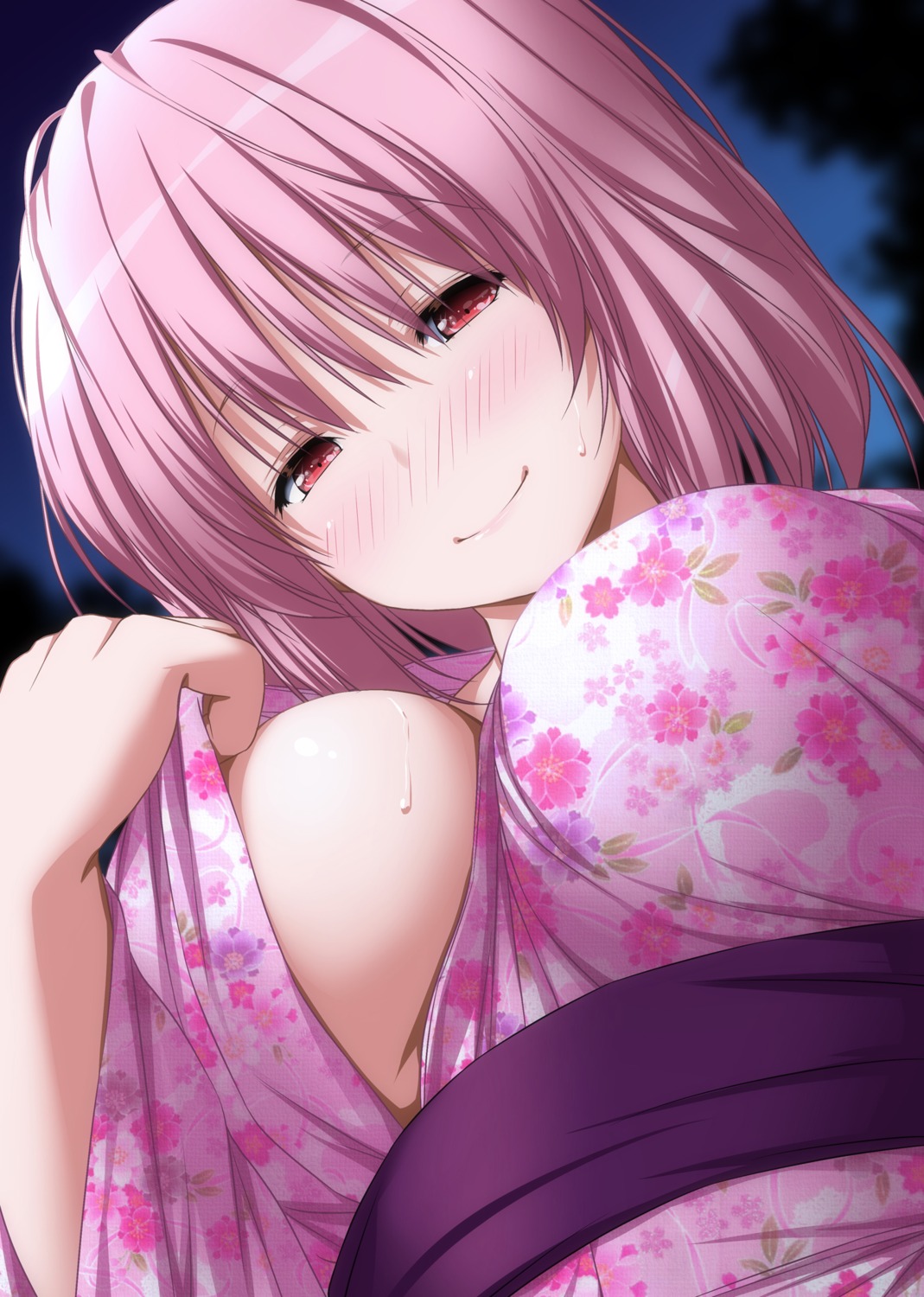 no_bra nori_tamago open_shirt saigyouji_yuyuko touhou underboob undressing yukata