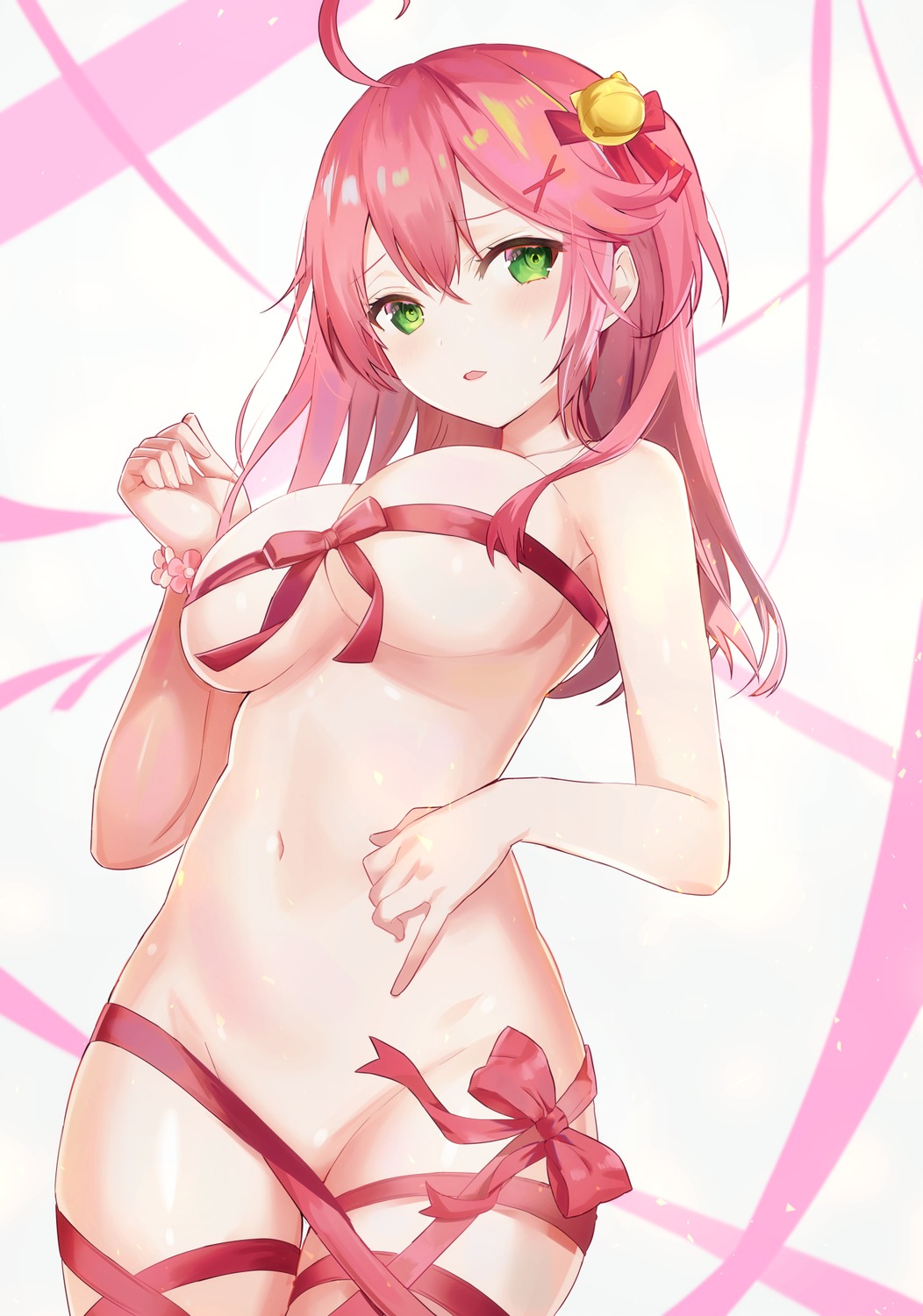 dedeko hololive naked_ribbon sakura_miko