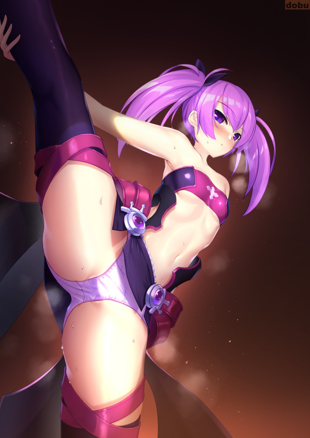 dobunezumi elsword no_bra pantsu skirt_lift thighhighs