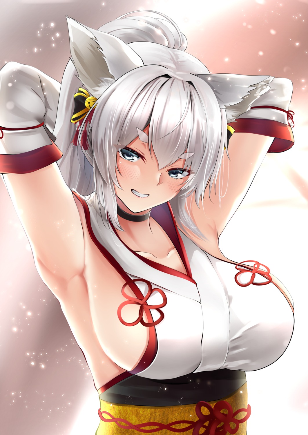 animal_ears japanese_clothes masaki_nanaya no_bra