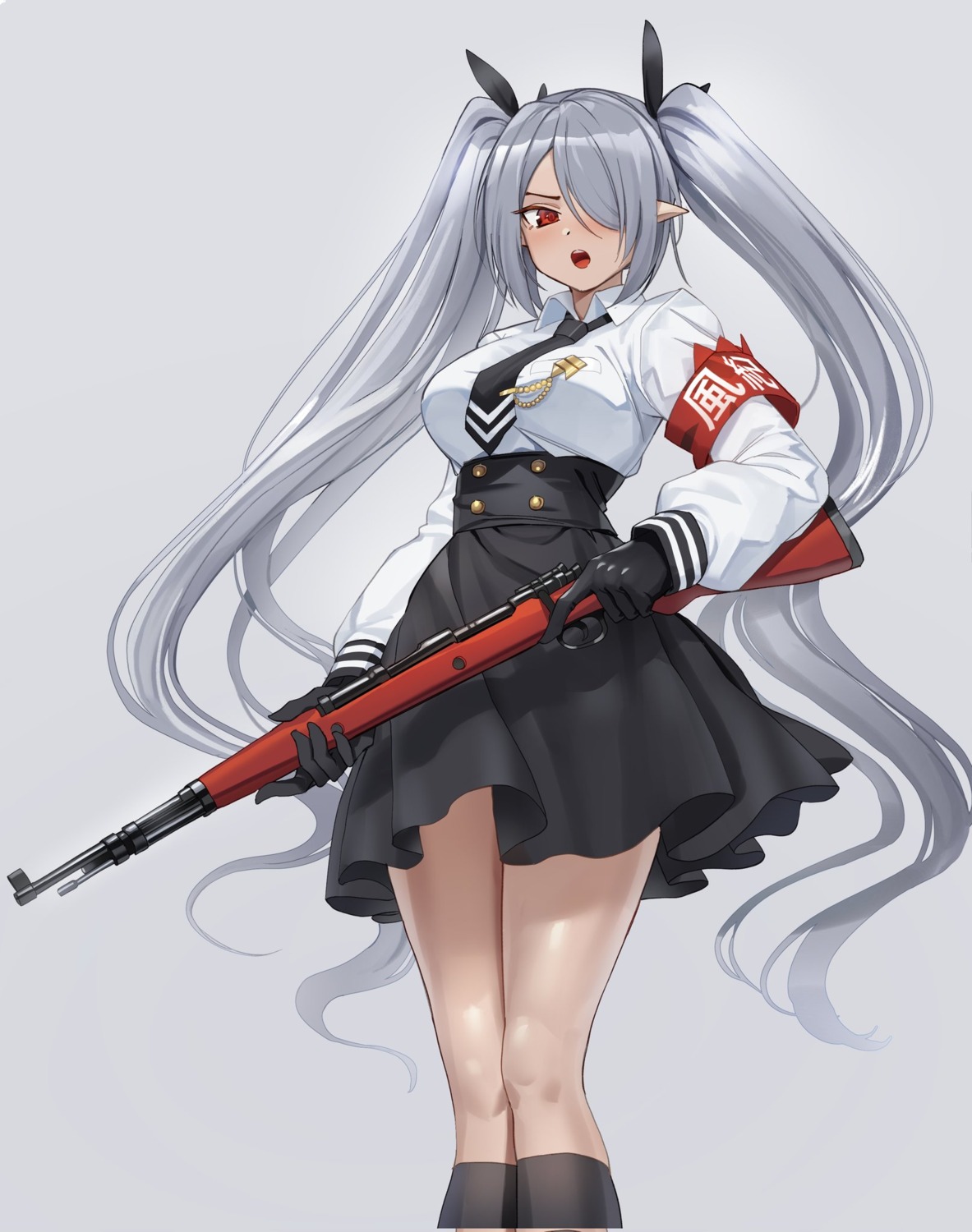 blue_archive goback gun pointy_ears shiromi_iori uniform