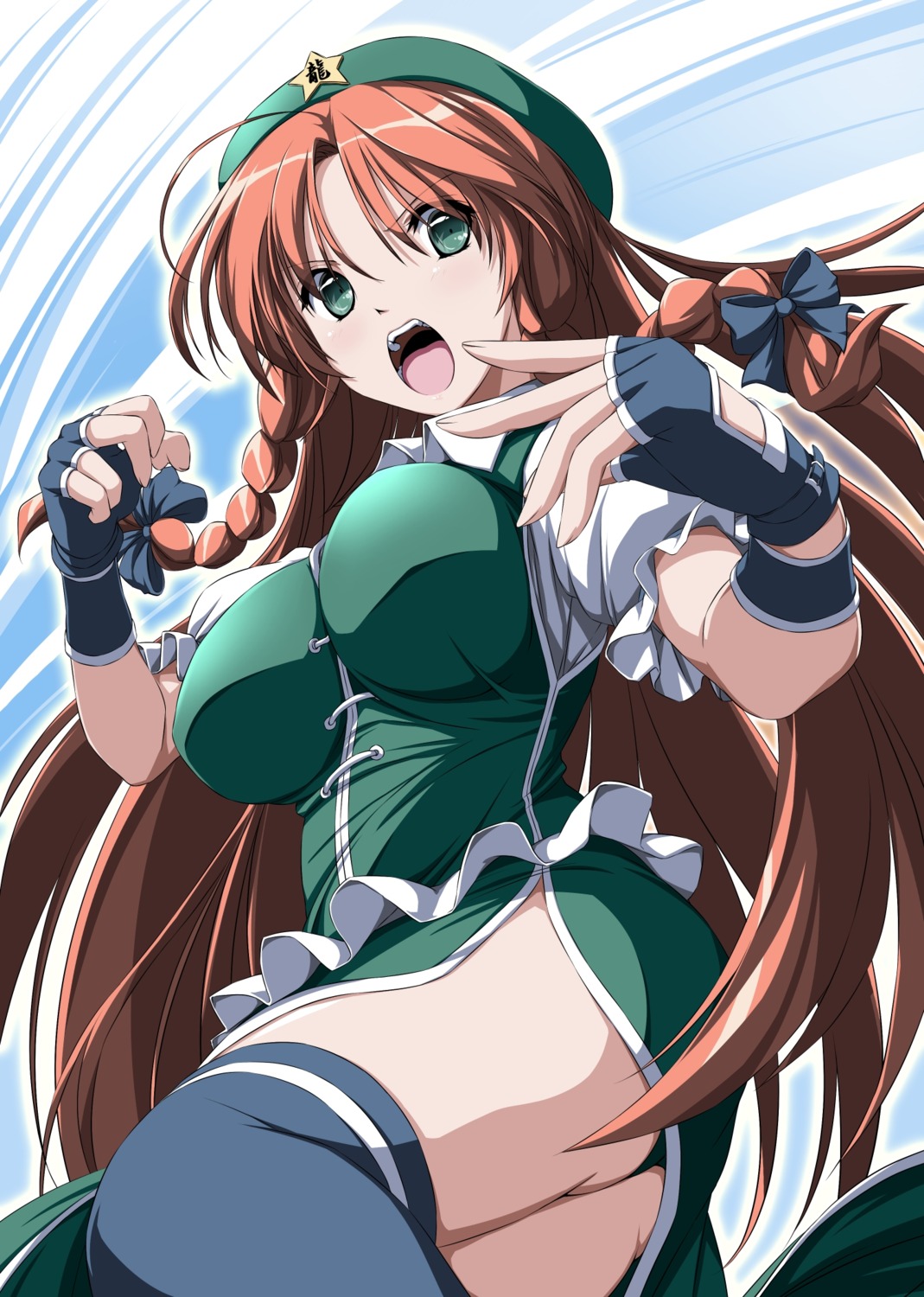 ass chinadress hong_meiling nori_tamago pantsu thighhighs touhou