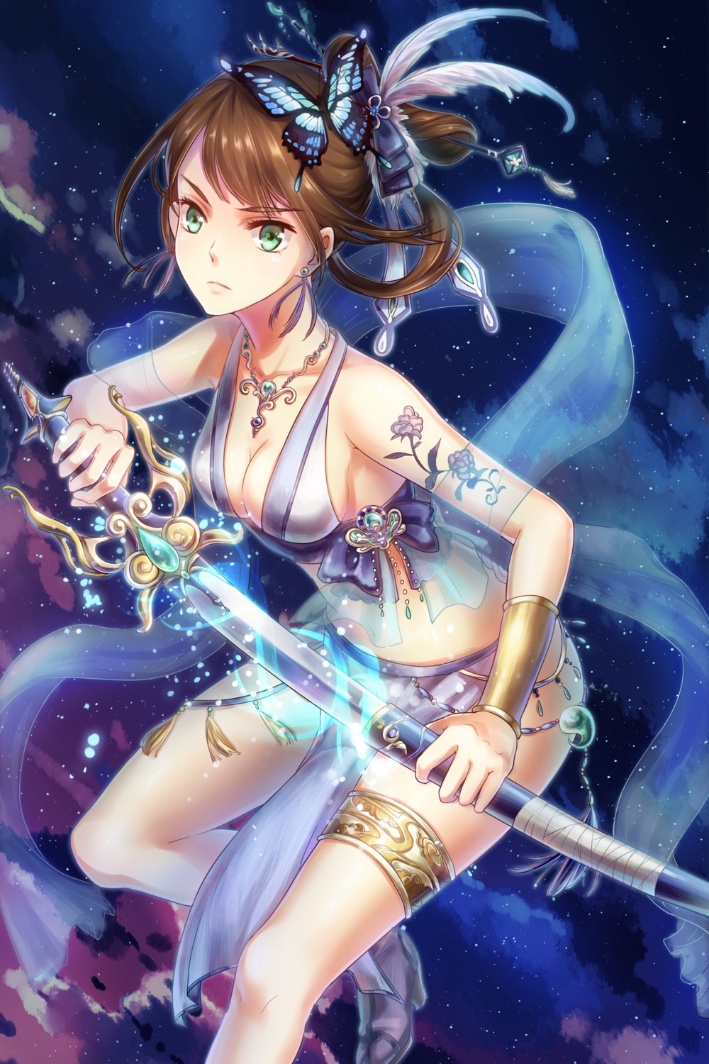 cleavage garter romance_sangoku sword tattoo tojoy_game