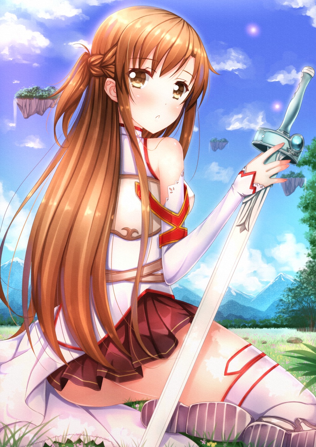 asuna_(sword_art_online) sword sword_art_online swordsouls thighhighs