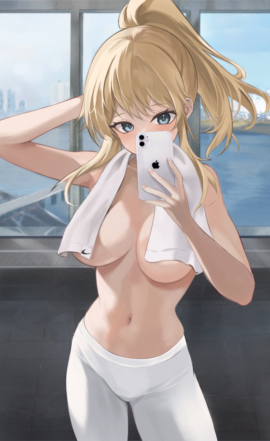 genshin_impact jean_(genshin_impact) topless towel zeka_massi