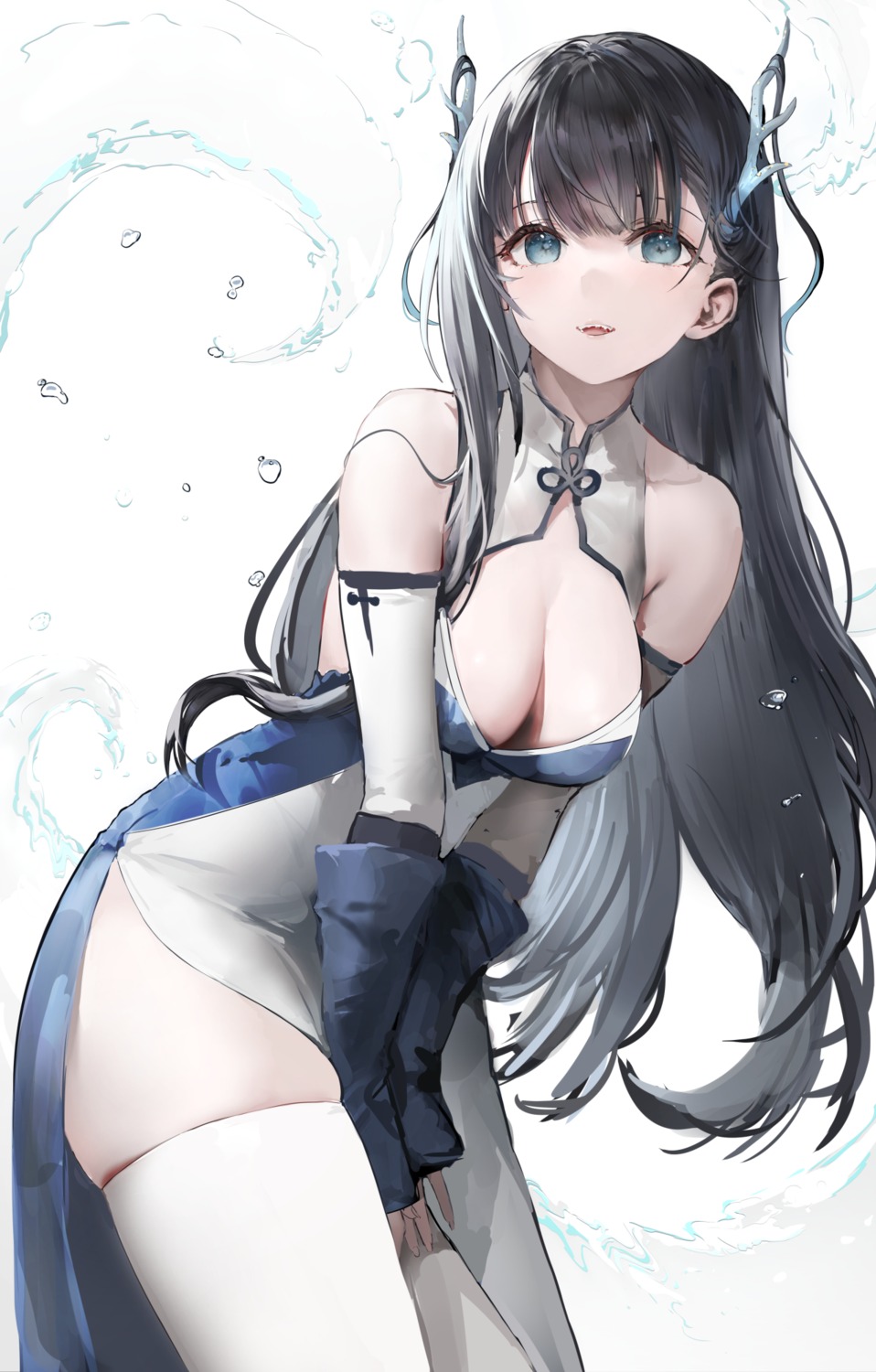 chinadress haori_io horns no_bra thighhighs