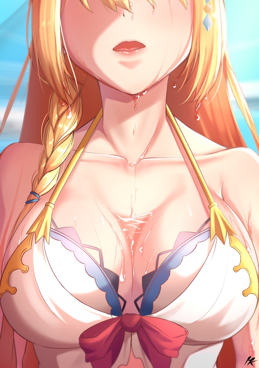 cleavage ha_kang pecorine princess_connect princess_connect!_re:dive swimsuits wet