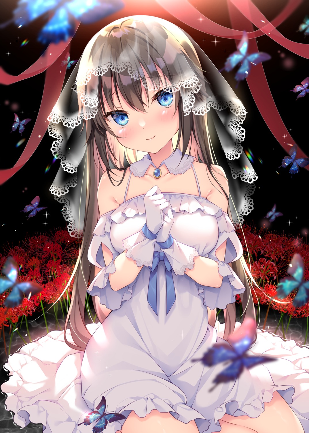 dress shikitani_asuka skirt_lift suzushi_mirai wedding_dress