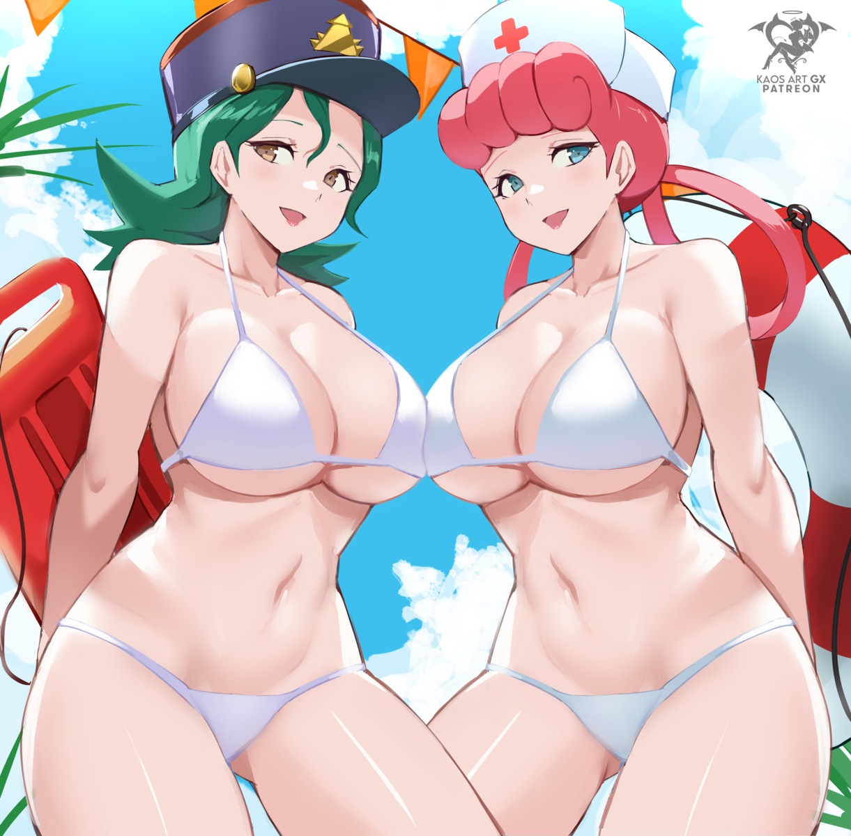 bikini junsaa_(pokemon) kaos_art nurse nurse_joy pokemon swimsuits