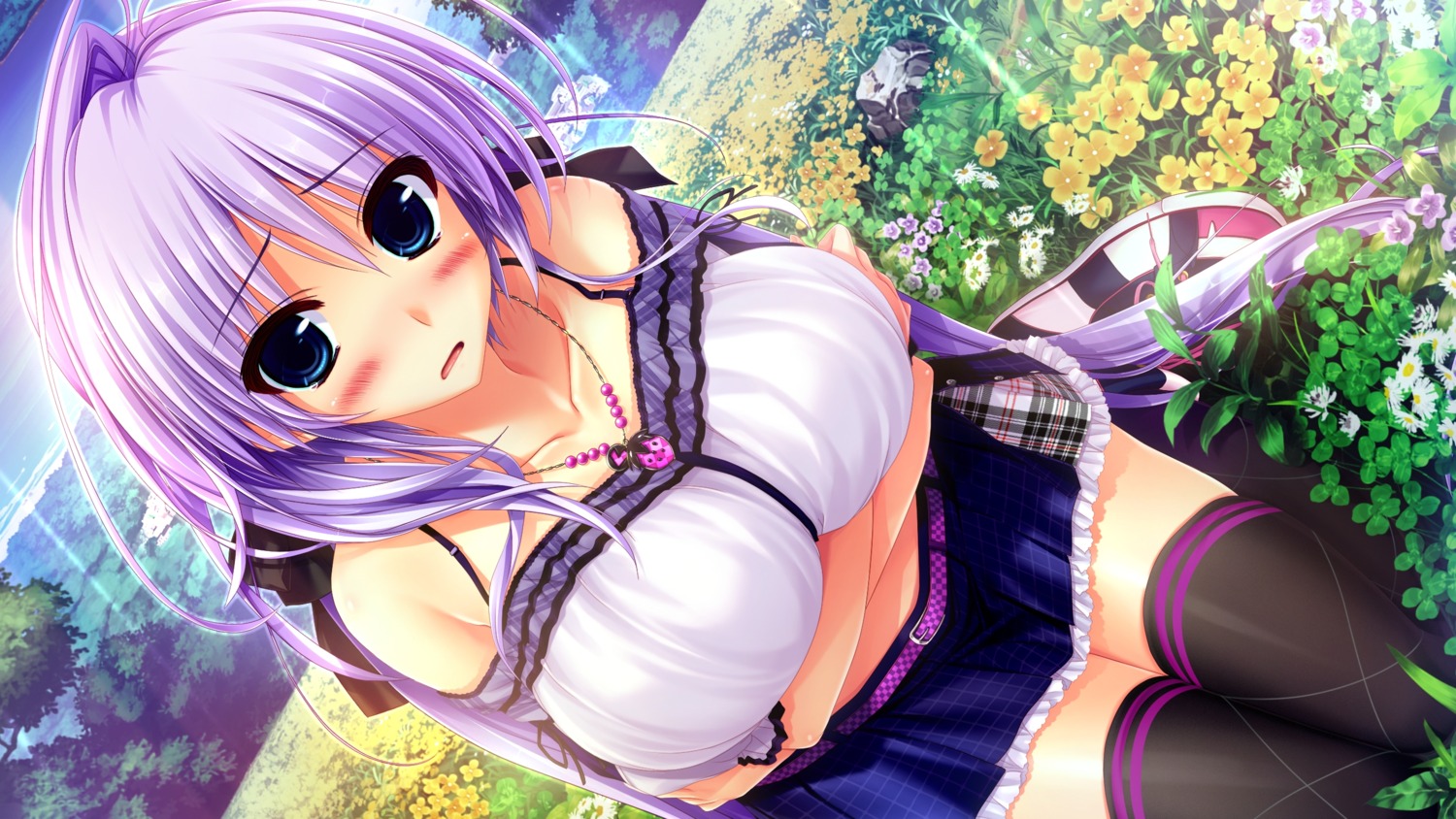 breast_hold clochette game_cg hoshizaki_ouka oshiki_hitoshi sakigake_generation! thighhighs