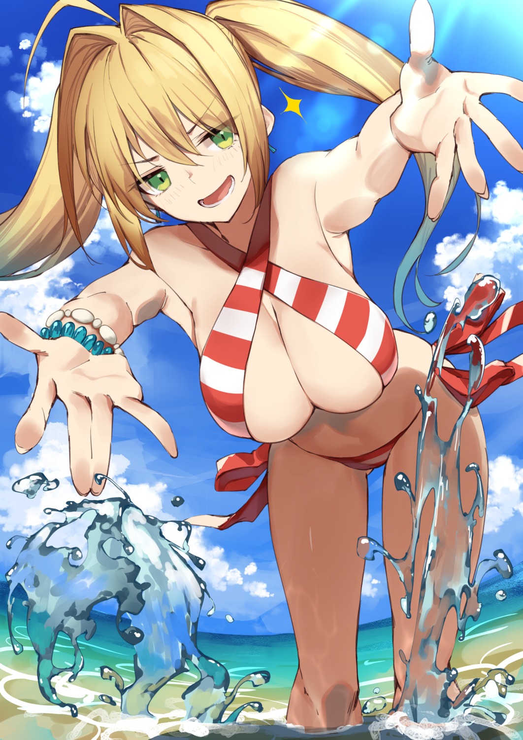 amagasa_yun bikini fate/grand_order saber_extra swimsuits wet