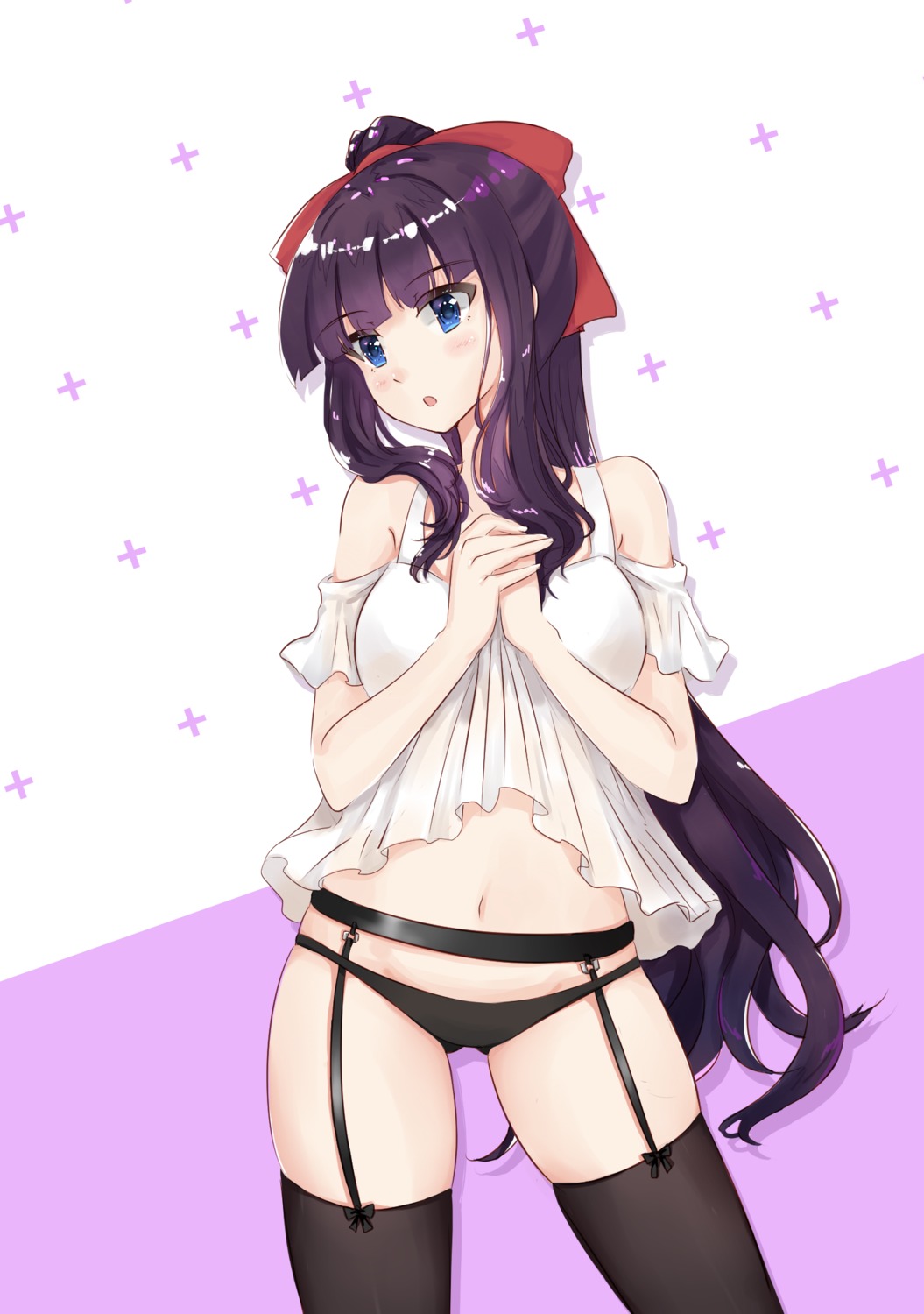 garter_belt mahou_shounen new_game! pantsu see_through shirt_lift stockings takimoto_hifumi thighhighs