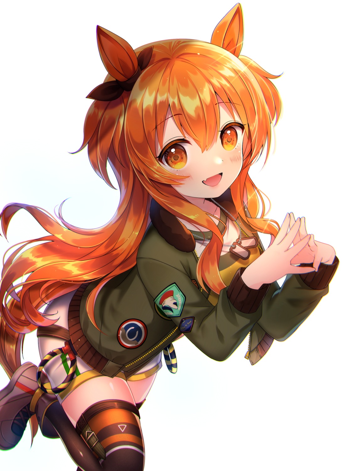 animal_ears garter haruyama_natsuwo mayano_top_gun_(umamusume) tail thighhighs uma_musume_pretty_derby uniform