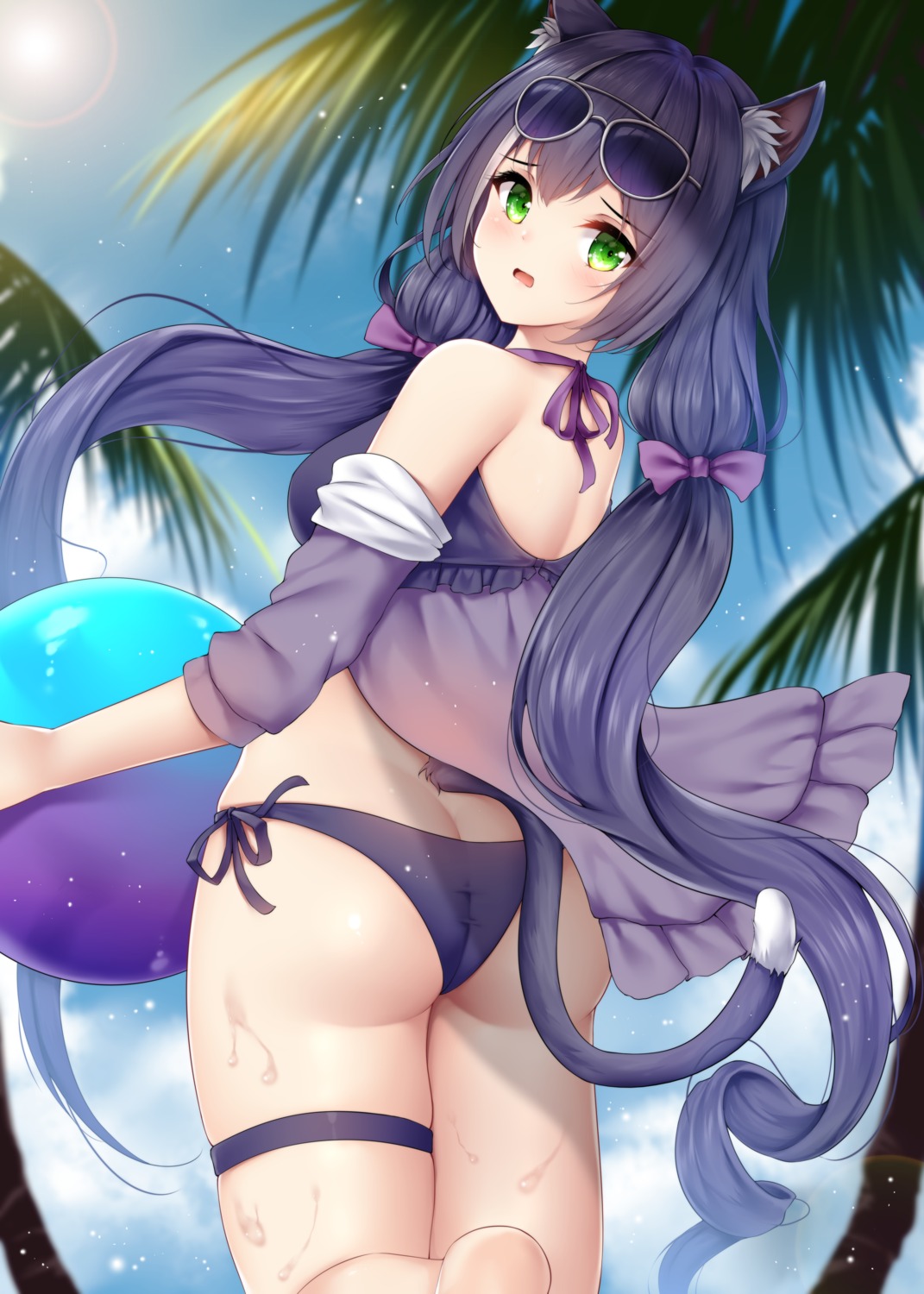 animal_ears ass bikini garter karyl_(princess_connect) megane princess_connect! princess_connect!_re:dive swimsuits wet wsman