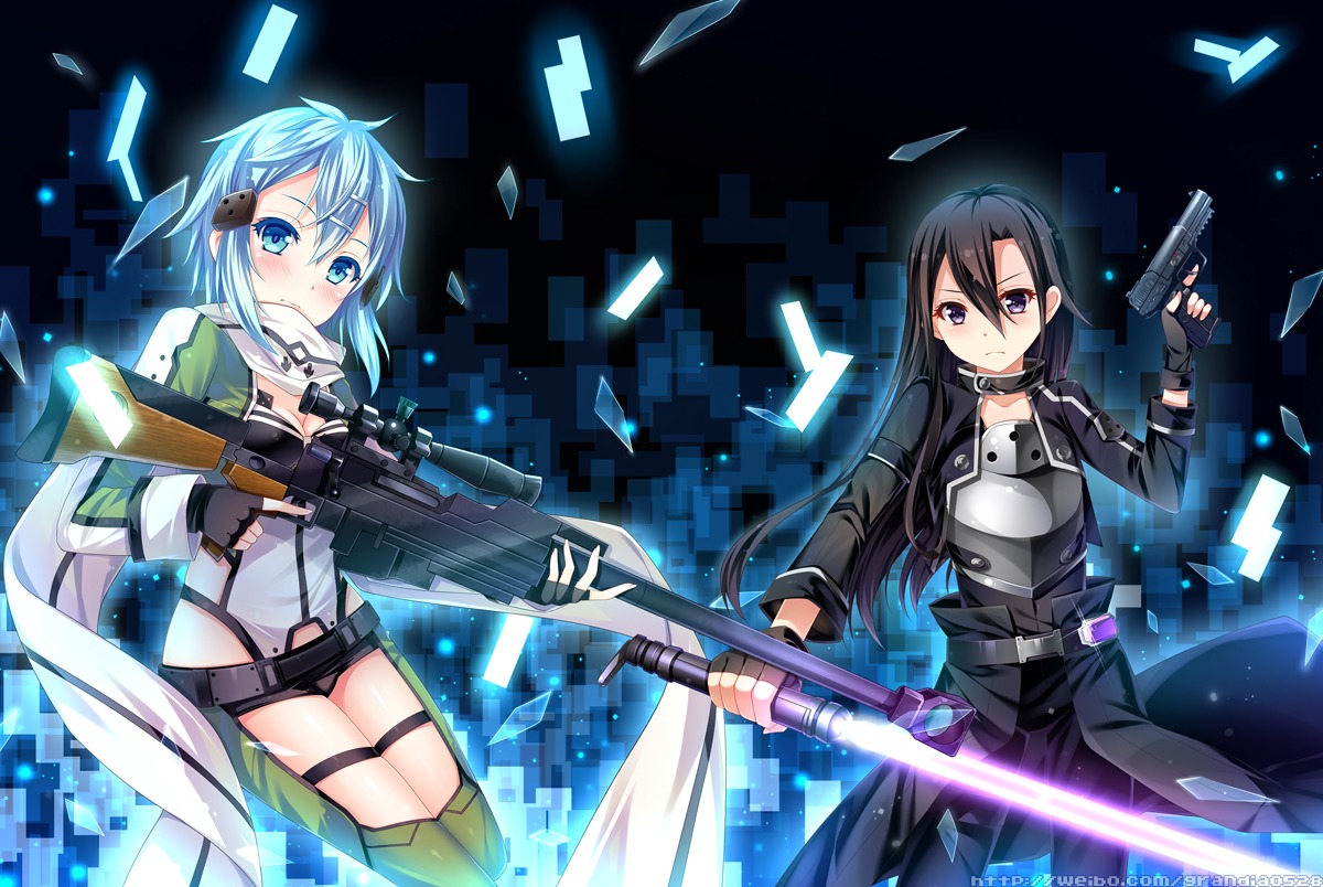 armor grandia_bing gun gun_gale_online kirito sinon sword sword_art_online