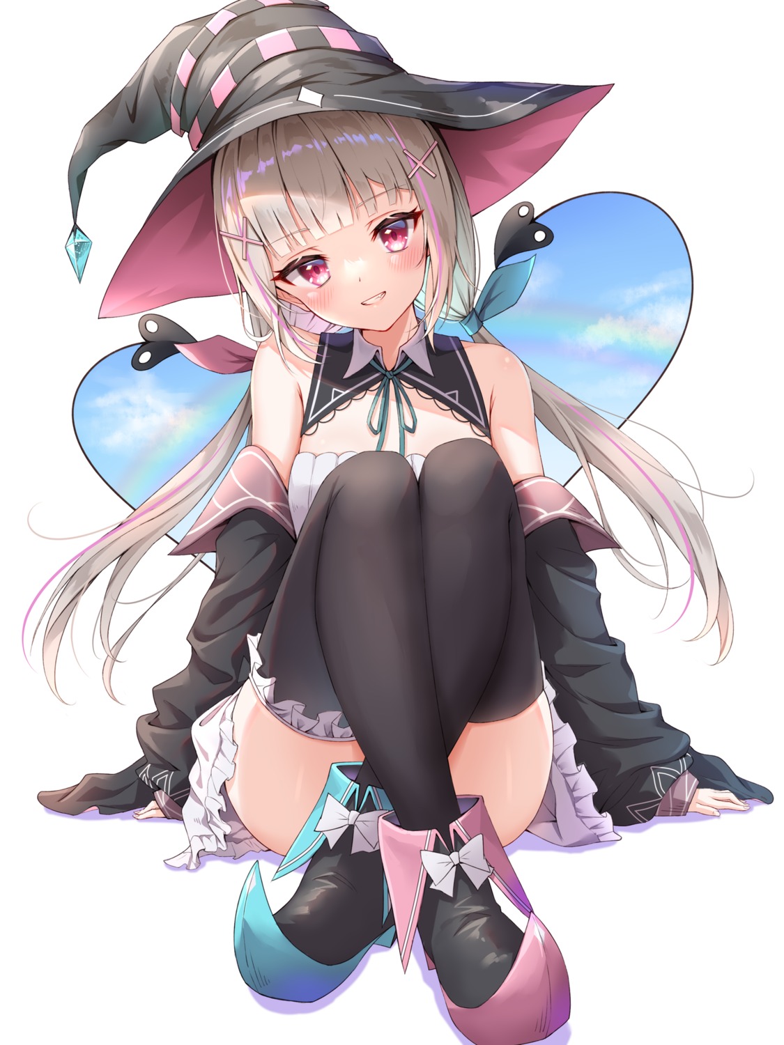 skirt_lift thighhighs toki_(toki_ship8) witch