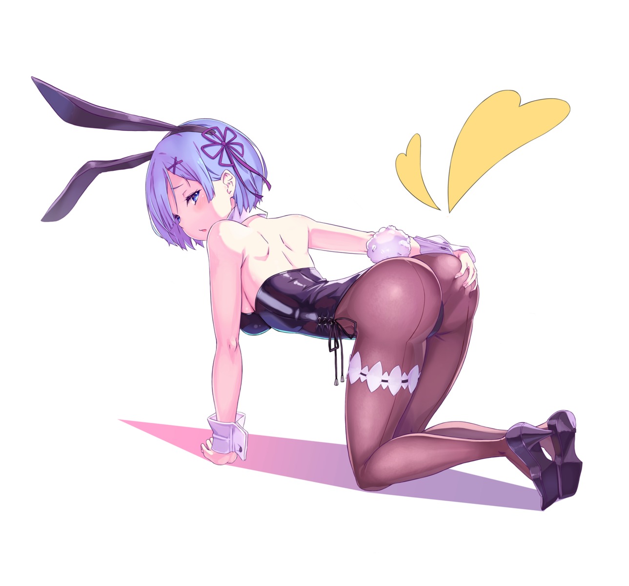 animal_ears ass ass_grab bunny_ears bunny_girl garter heels pantyhose re_zero_kara_hajimeru_isekai_seikatsu rem_(re_zero) sando_(dukedevil) tail