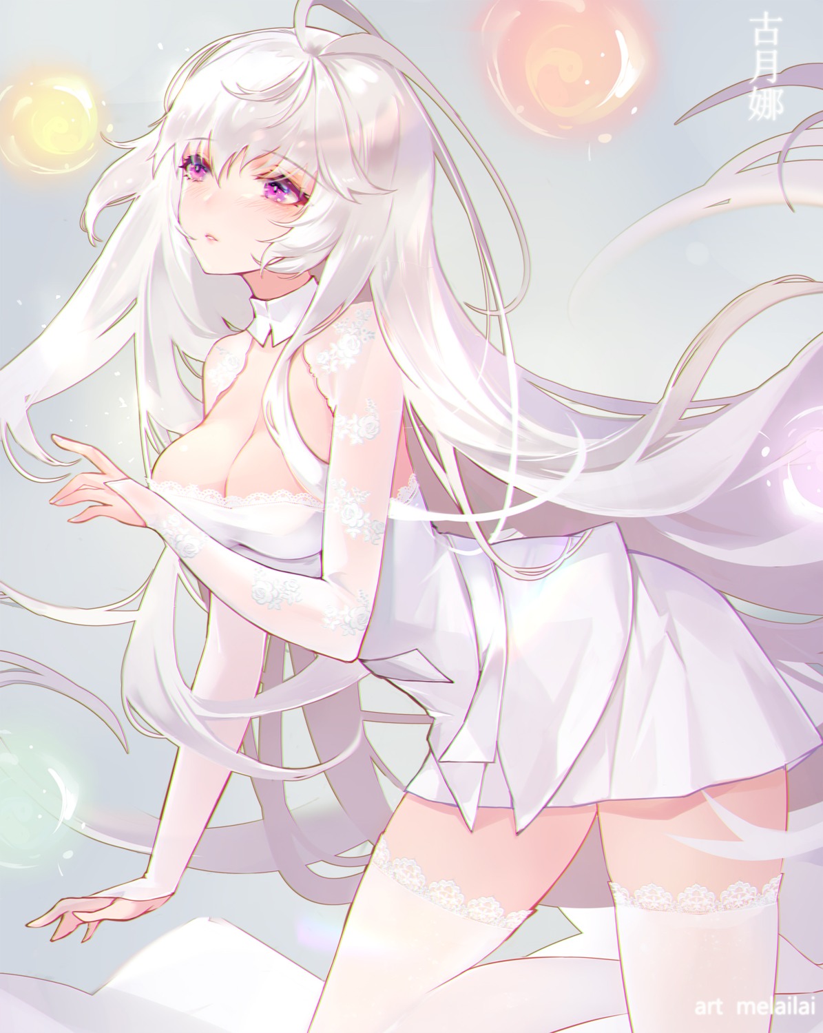 dress melailai no_bra see_through thighhighs