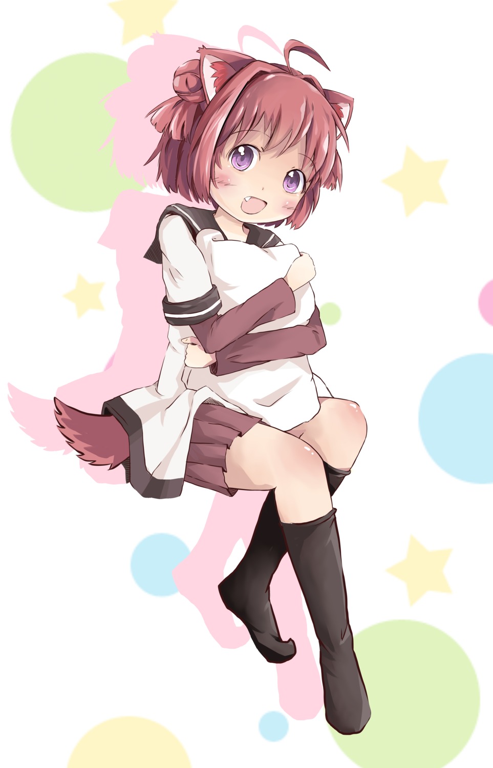 akaza_akari animal_ears inumimi sakuraba_hikaru seifuku tail yuru_yuri