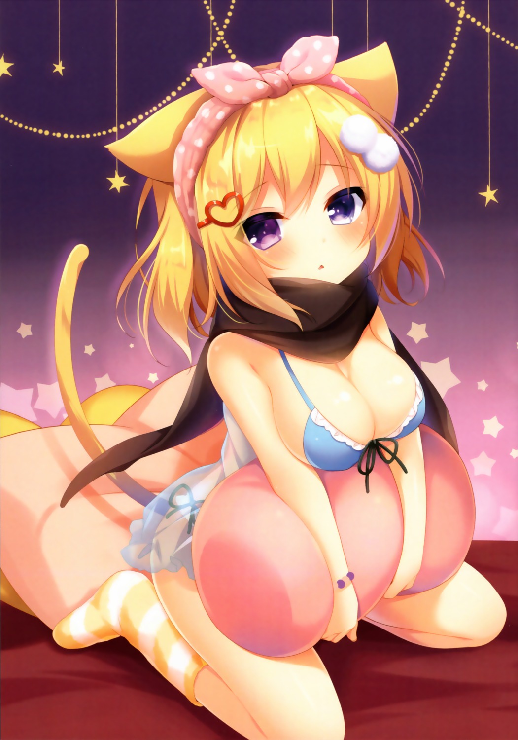 animal_ears bra cleavage heterochromia nekomimi see_through tail umeko_machi