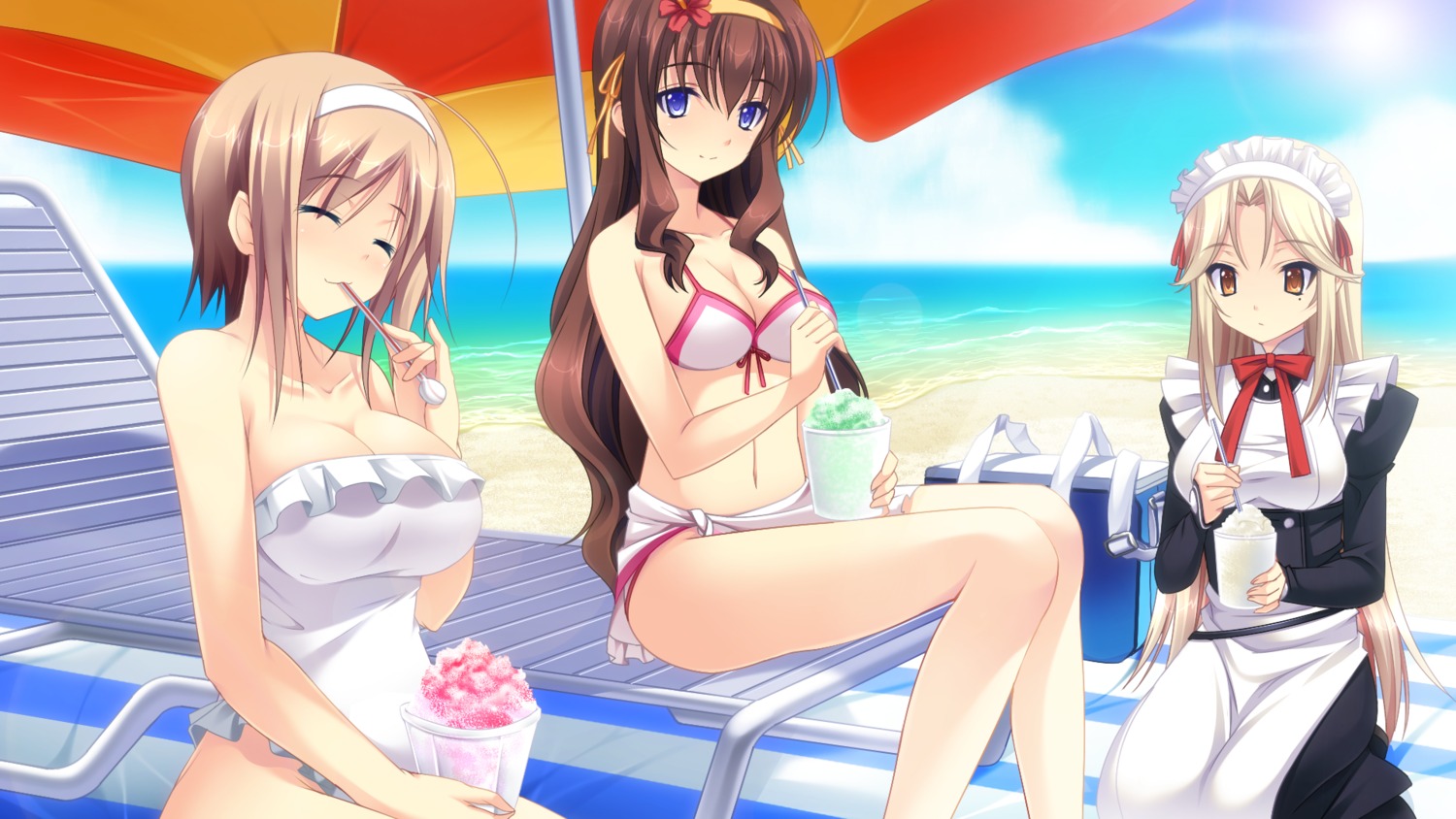 anata_no_koto_wo_suki_to_iwasete bikini cygnus fujikura_yukino game_cg konoha_nao maid onose_shizuka praline satofuji_masato swimsuits thighhighs