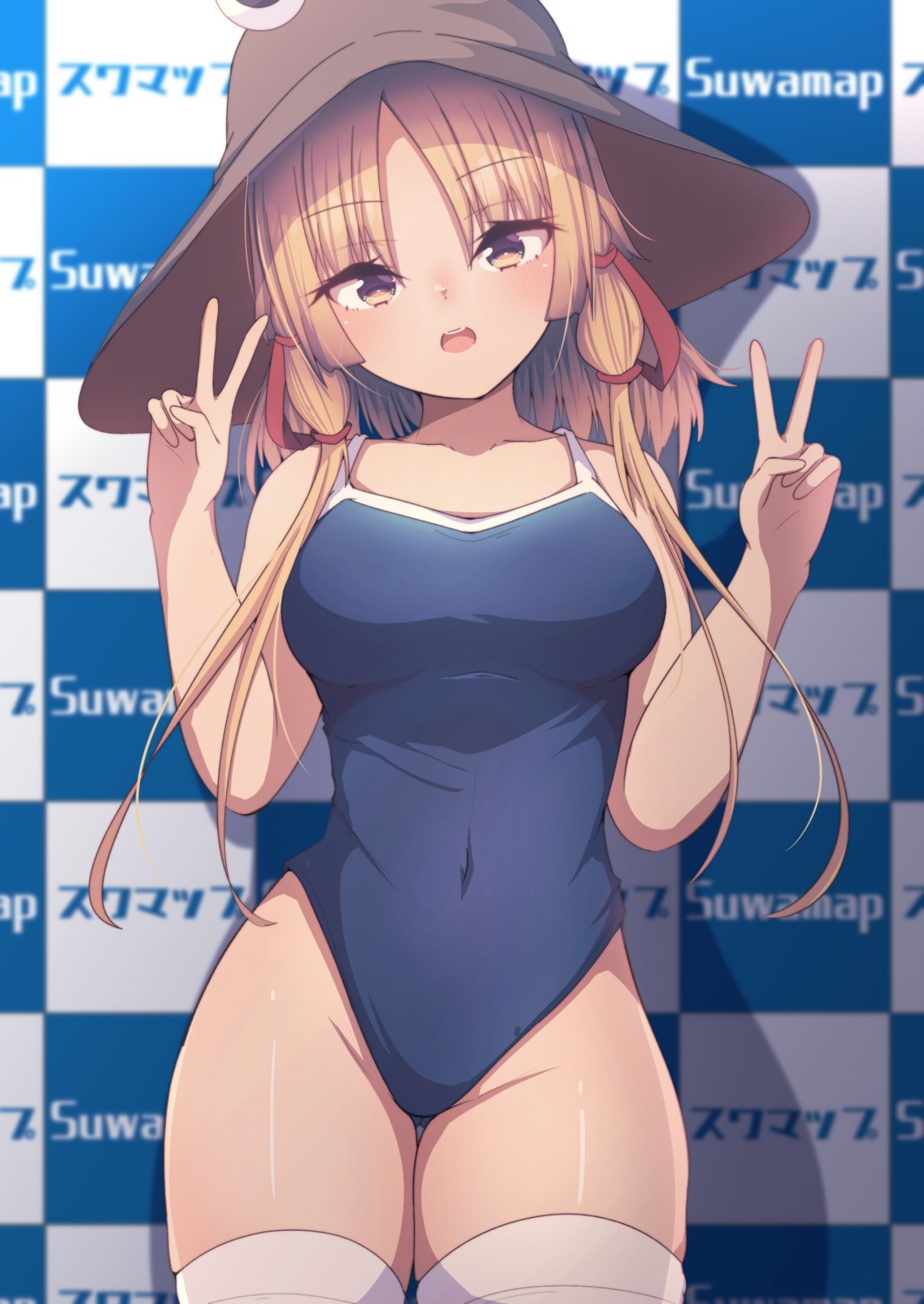 darumoon moriya_suwako school_swimsuit swimsuits thighhighs touhou