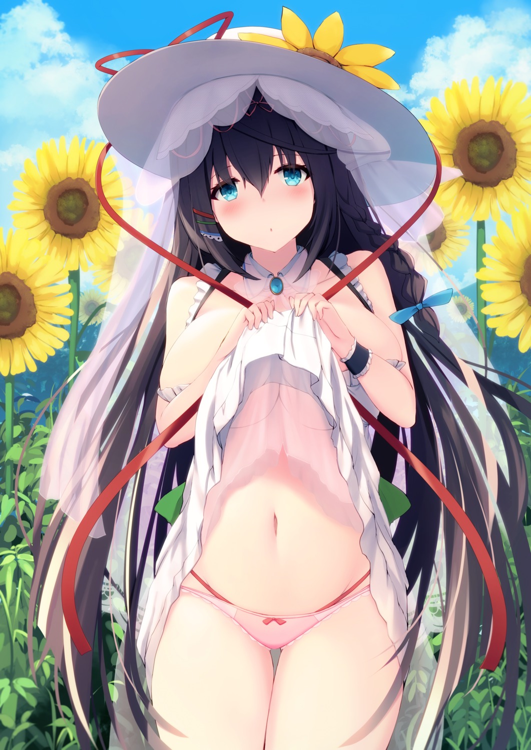 dress liya no_bra pantsu see_through skirt_lift summer_dress