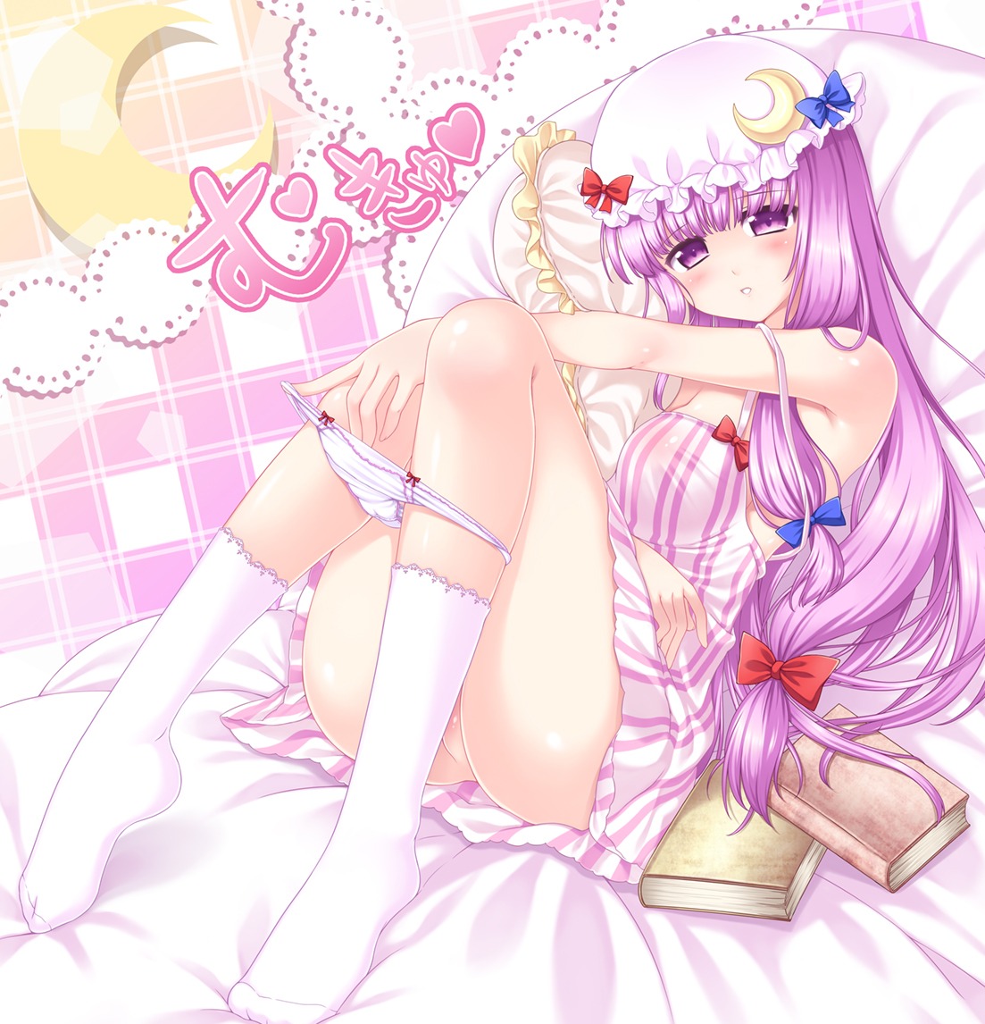 lingerie nipples panty_pull patchouli_knowledge rensanma see_through touhou