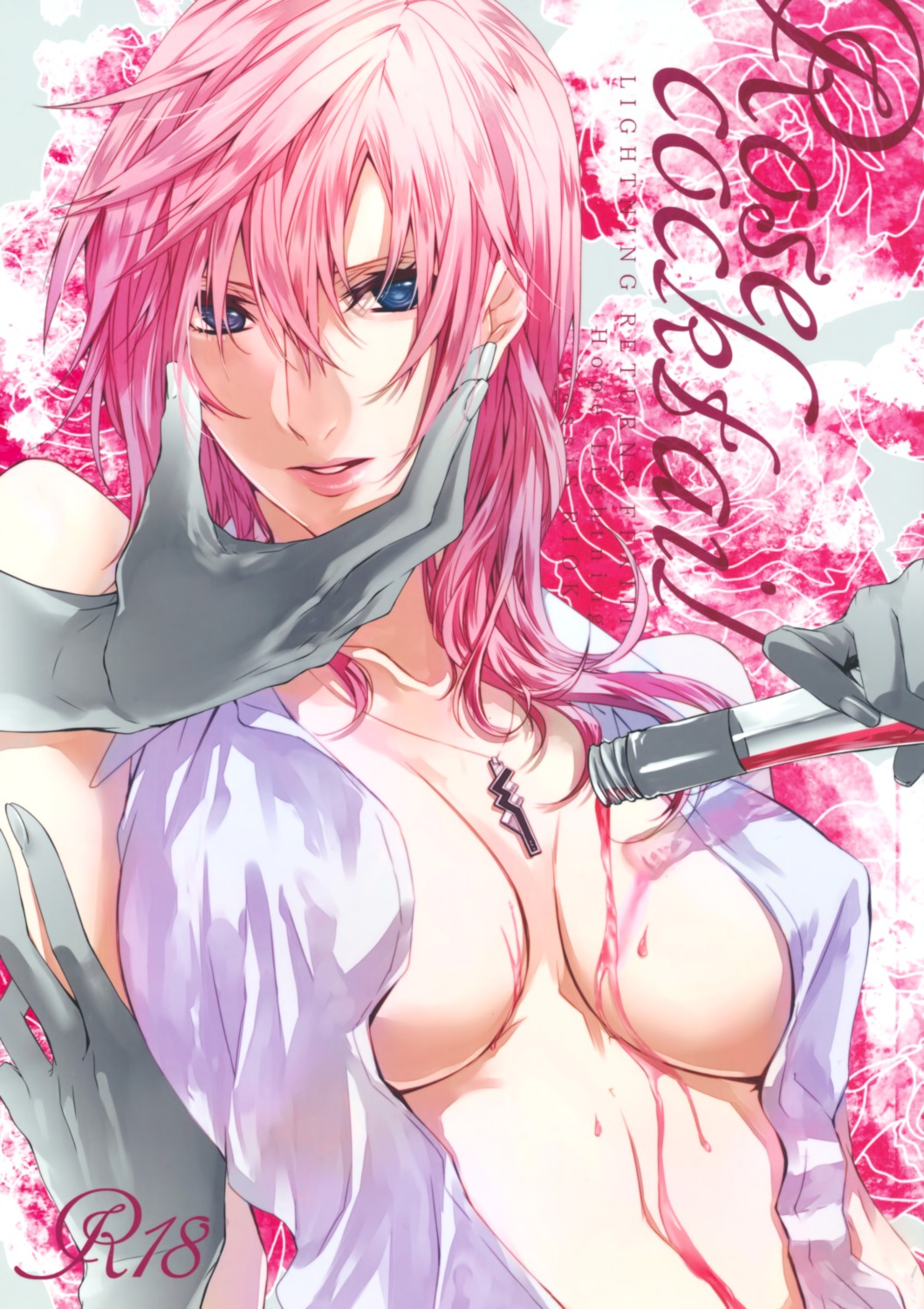 breasts erect_nipples final_fantasy final_fantasy_xiii lightning no_bra open_shirt rioko