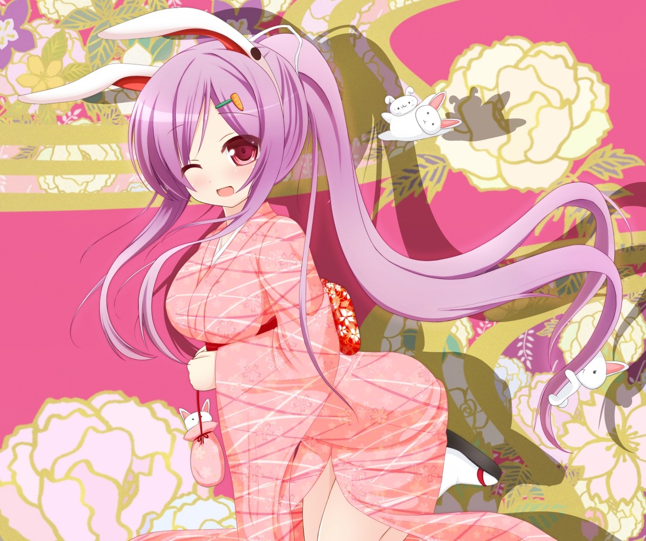 animal_ears bunny_ears chumugi reisen_udongein_inaba touhou yukata