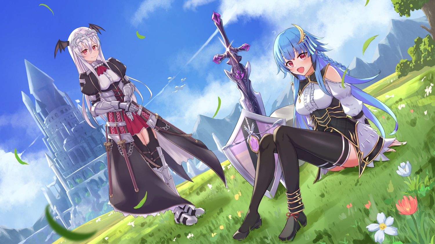 Cocoablue23 Fez Armor Stockings Sword Thighhighs Wallpaper Wings Yande Re