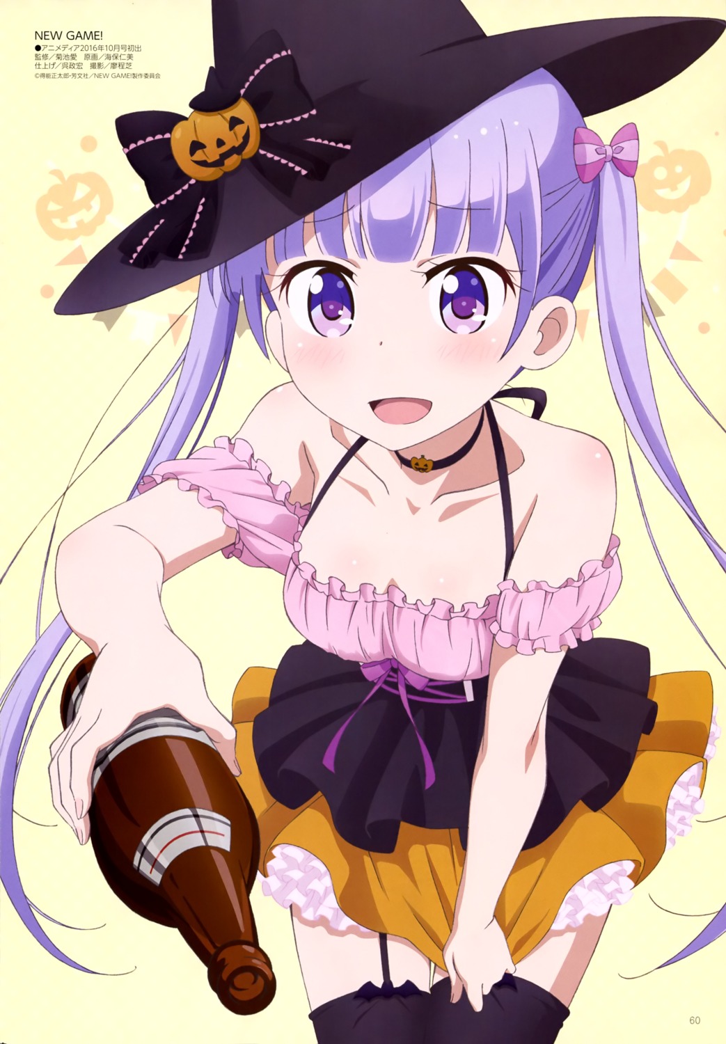 cleavage cosplay halloween kaiho_hitomi new_game! stockings suzukaze_aoba thighhighs witch