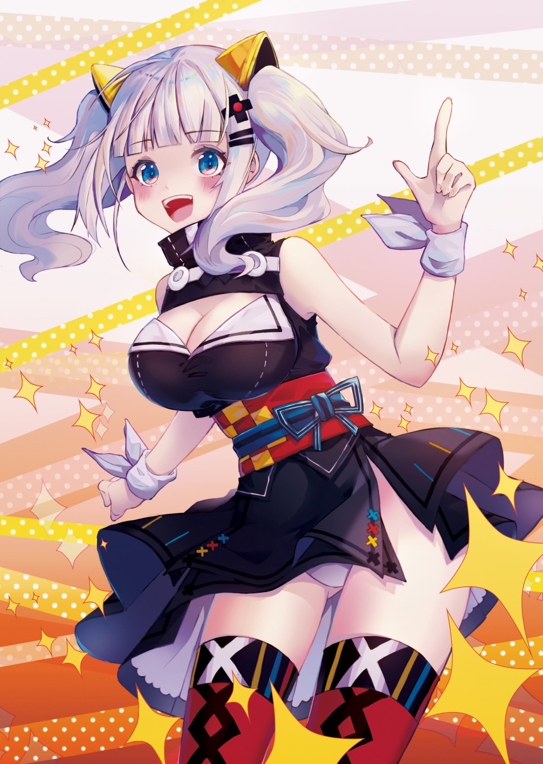 cleavage jii_dayday kaguya_luna pantsu skirt_lift the_moon_studio thighhighs