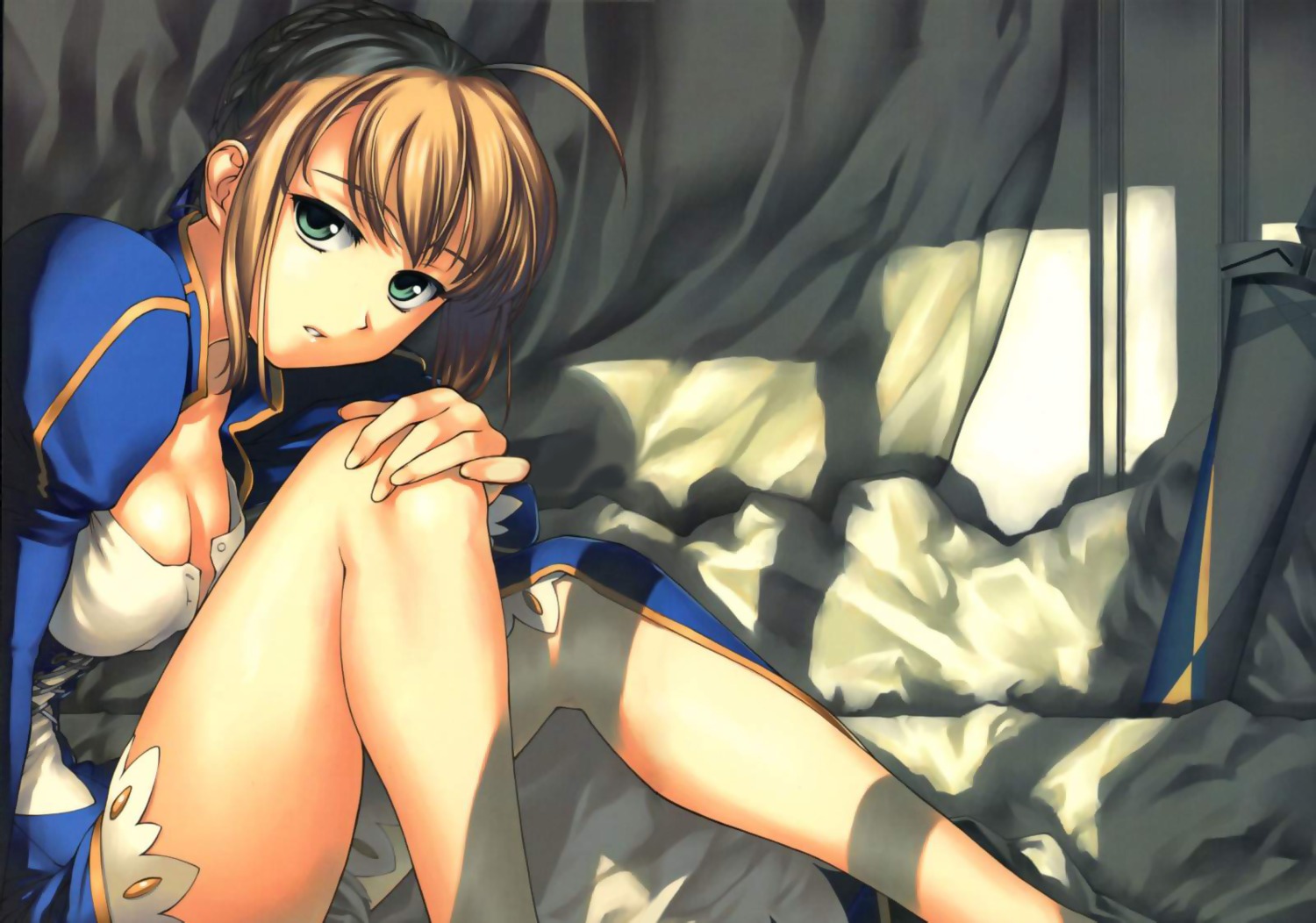 cleavage detexted fate/stay_night fixed saber sword tanaka_shoutarou