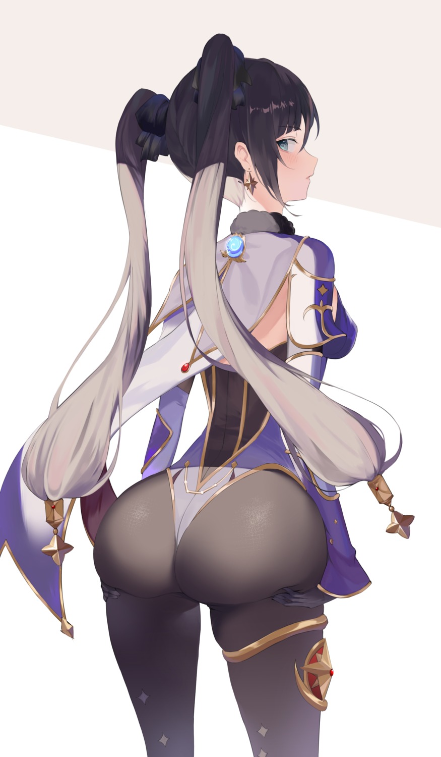 ass ass_grab garter genshin_impact leotard mona_megistus pantyhose tagme