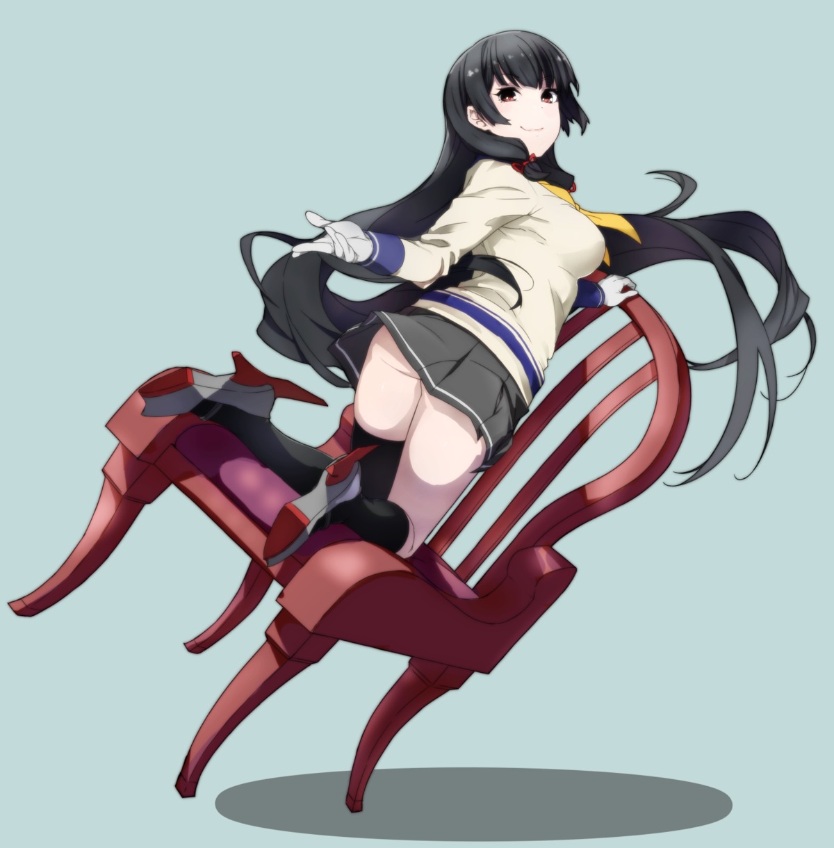 ass heels isokaze_(kancolle) kantai_collection kirisato_itsuki nopan seifuku thighhighs