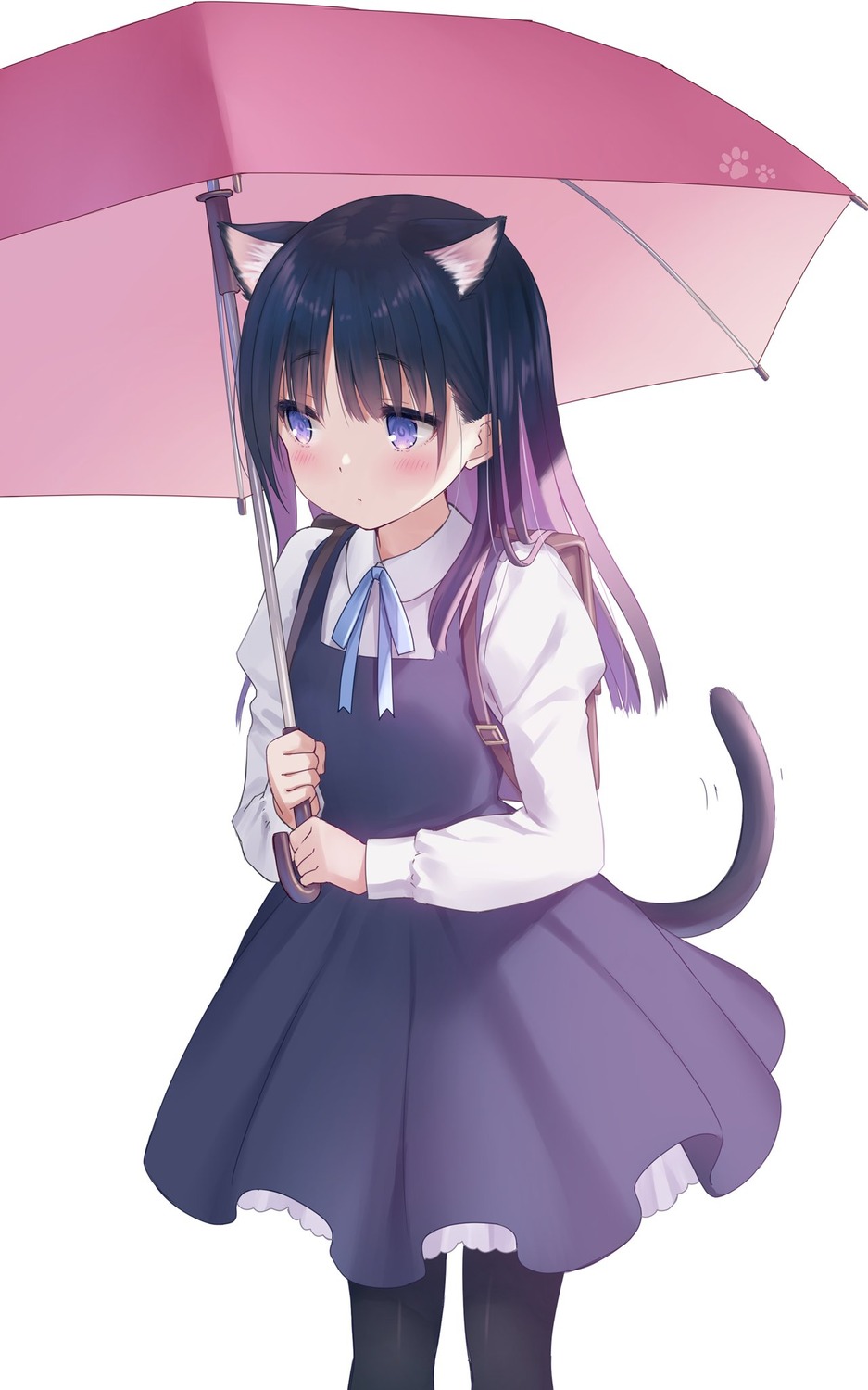 animal_ears na-ga nekomimi pantyhose seifuku tail umbrella