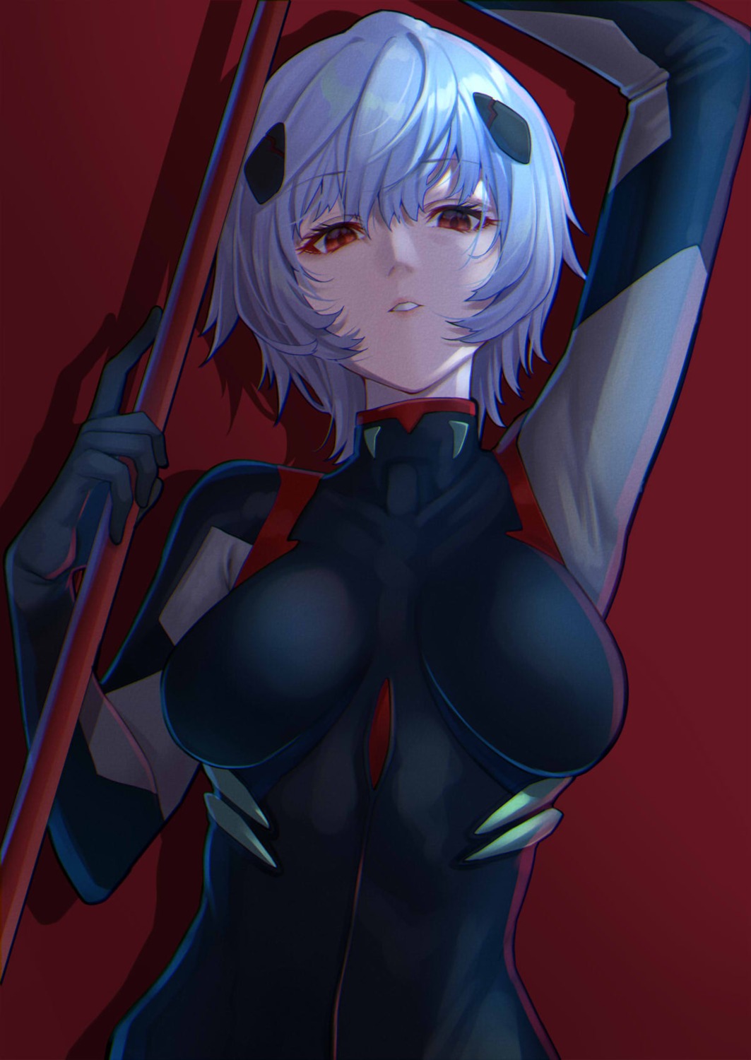 ayanami_rei bodysuit mikan_(chipstar182) neon_genesis_evangelion weapon