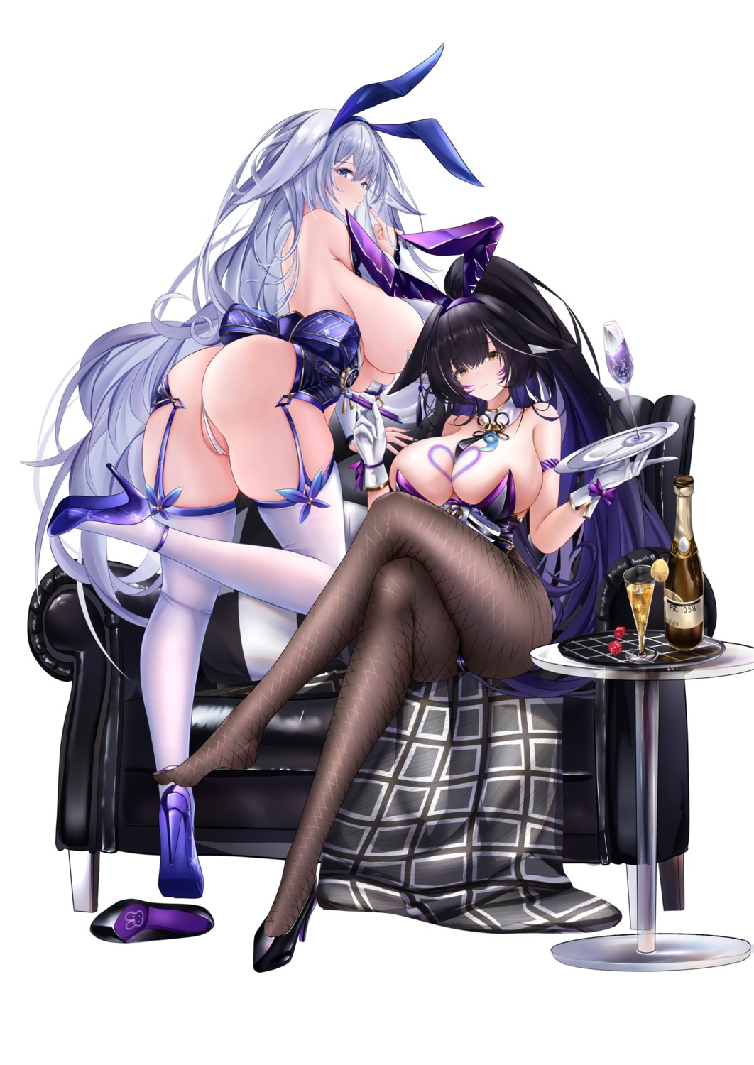 animal_ears ass azur_lane breasts bunny_ears bunny_girl cameltoe fishnets heels iue kitsune musashi_(azur_lane) no_bra pantsu pantyhose pasties shinano_(azur_lane) stockings thighhighs thong